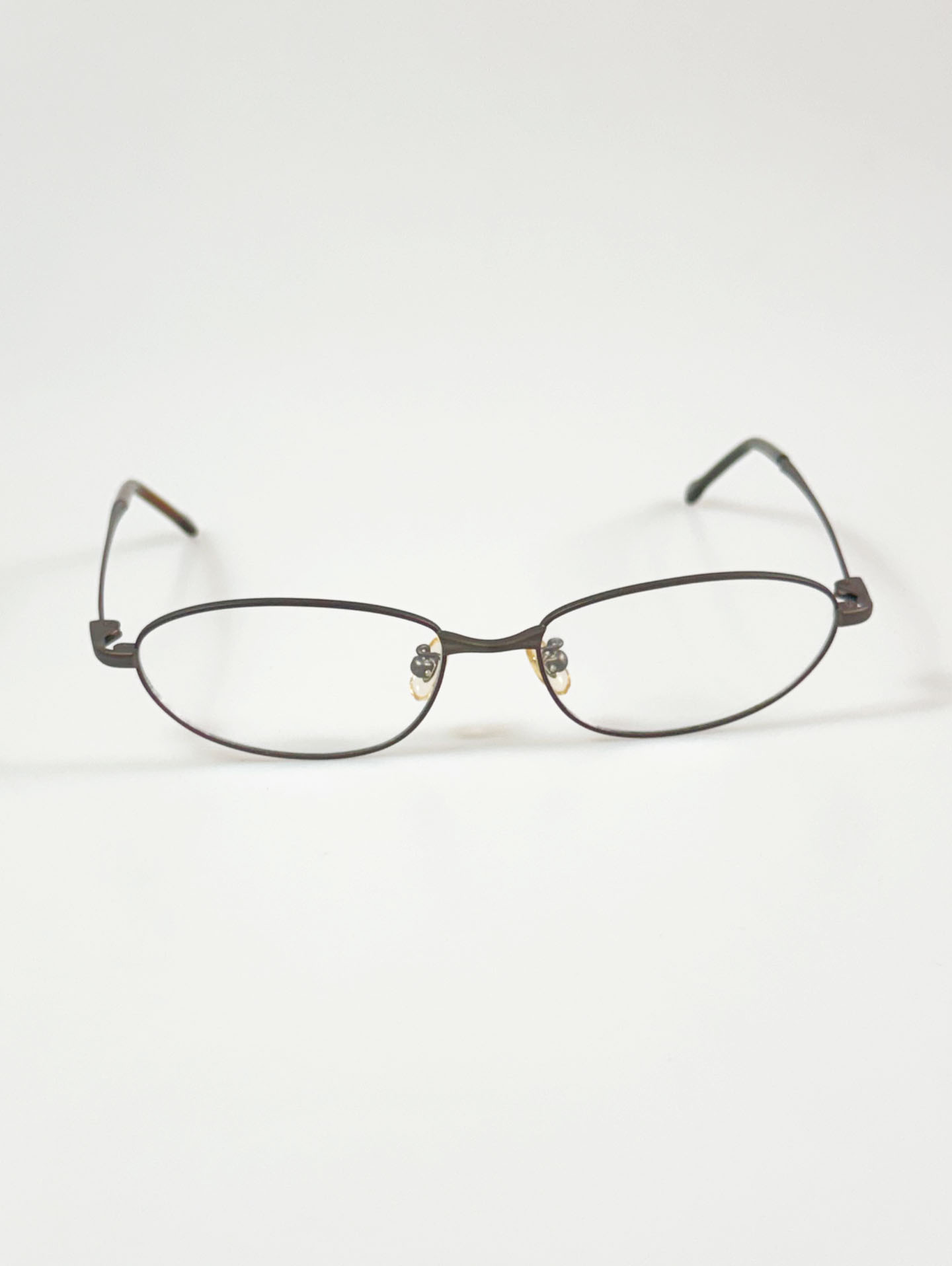 Matte Dark Gray Slim Oval Metal Frame Glasses