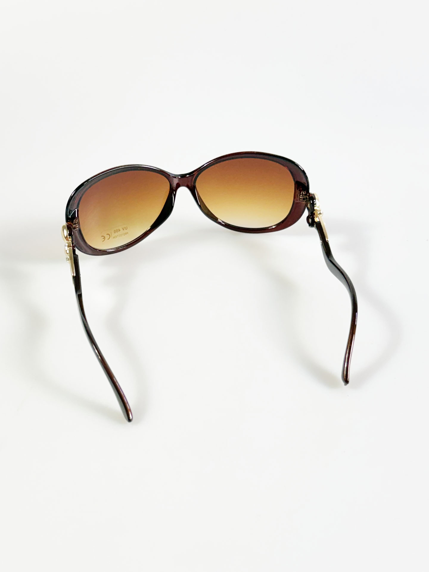 Brown Oversized Butterfly Floral Temple Detail Sunglasses