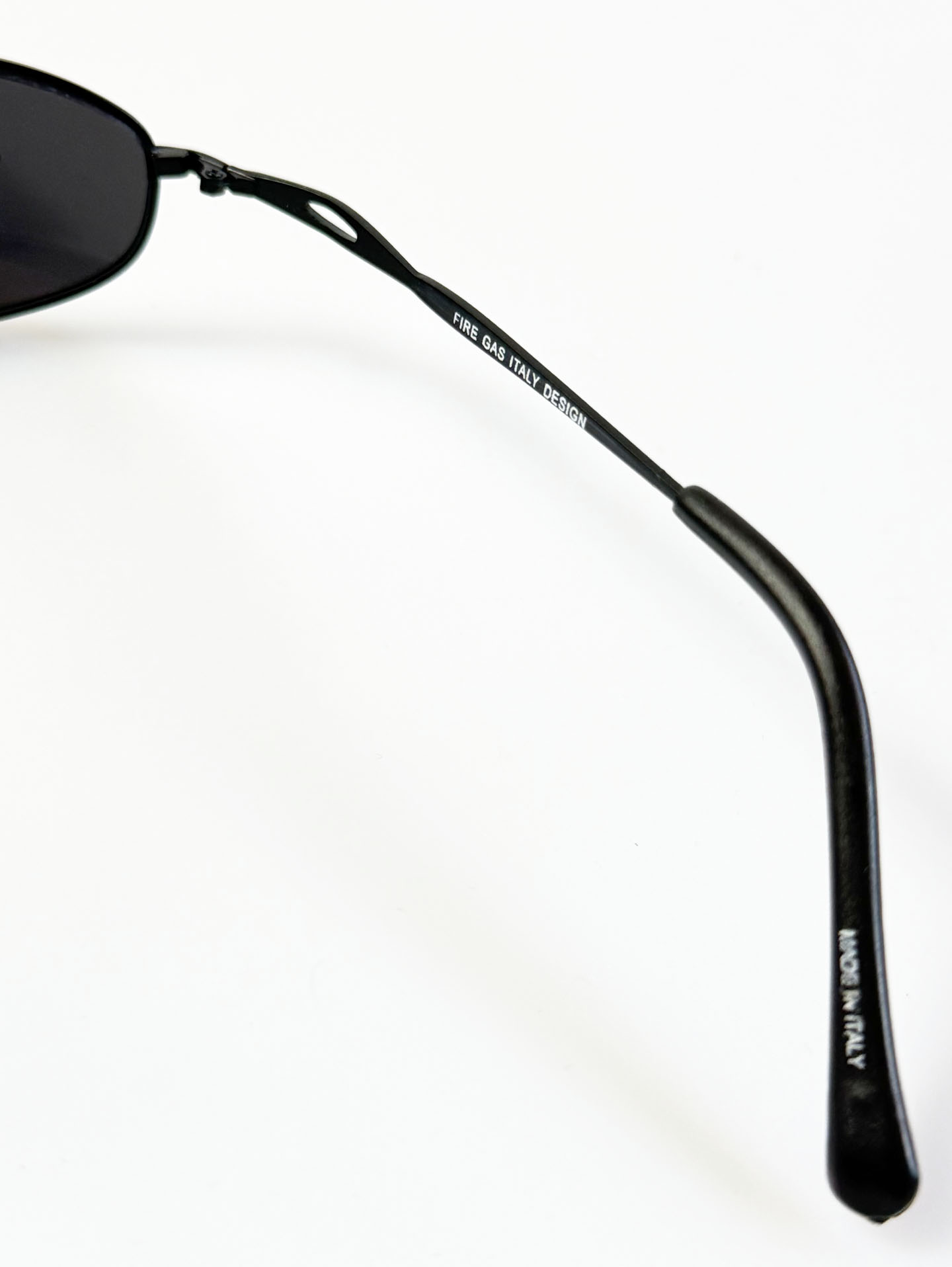 90's FIRE GAS Matte Black Slim Oval Metal Sunglasses