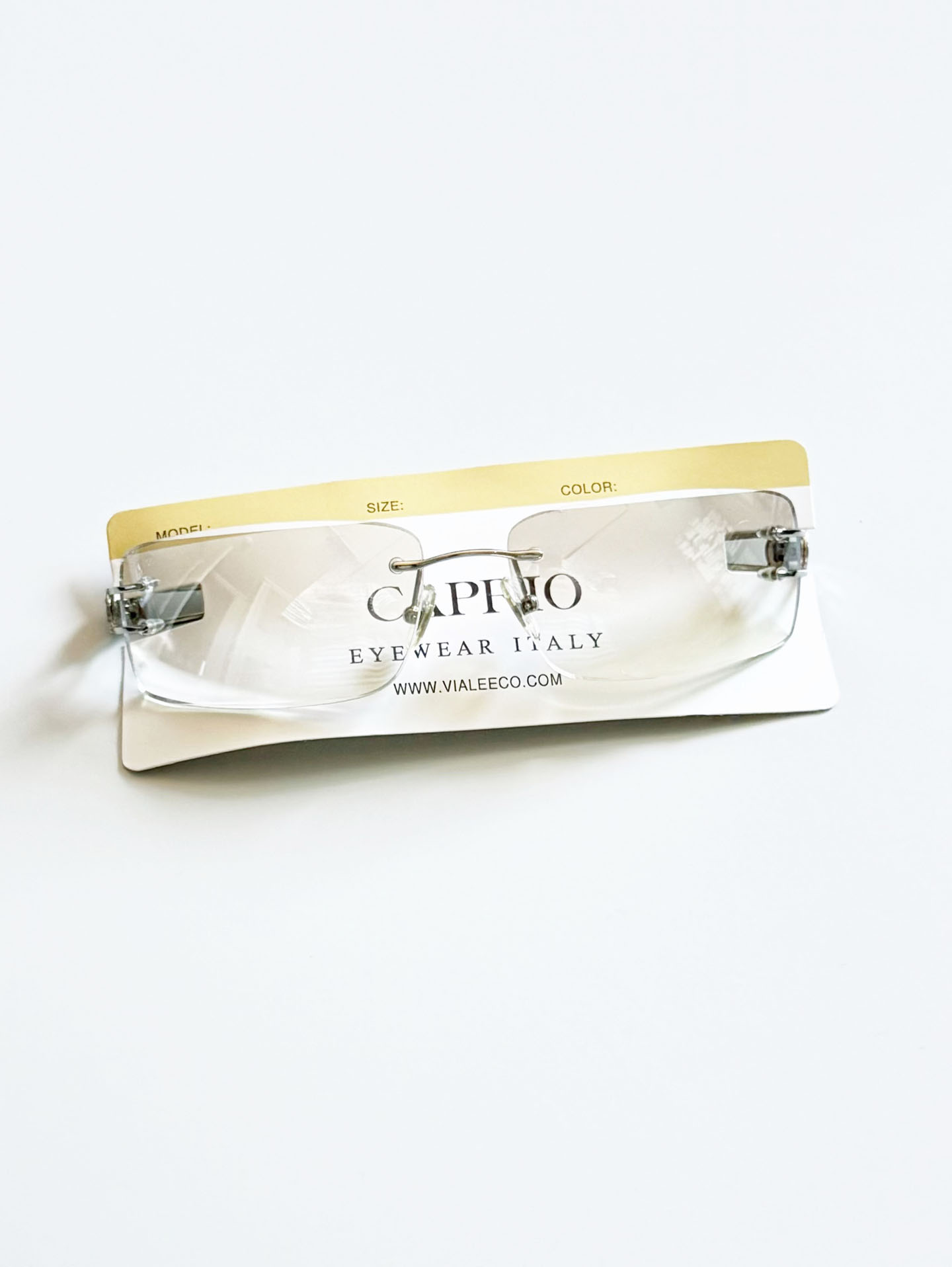 CAPRIO Rimless Square Metal Tinted Sunglasses