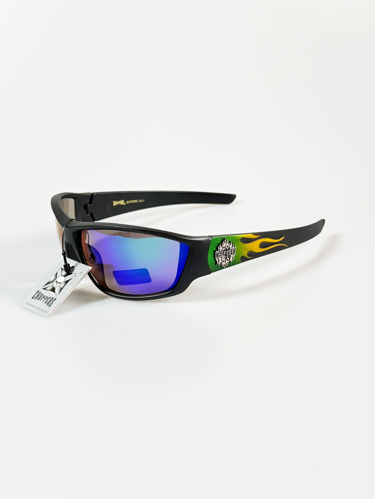 CHOPPERS Wraparound Matte Black Square Frame Sunglasses