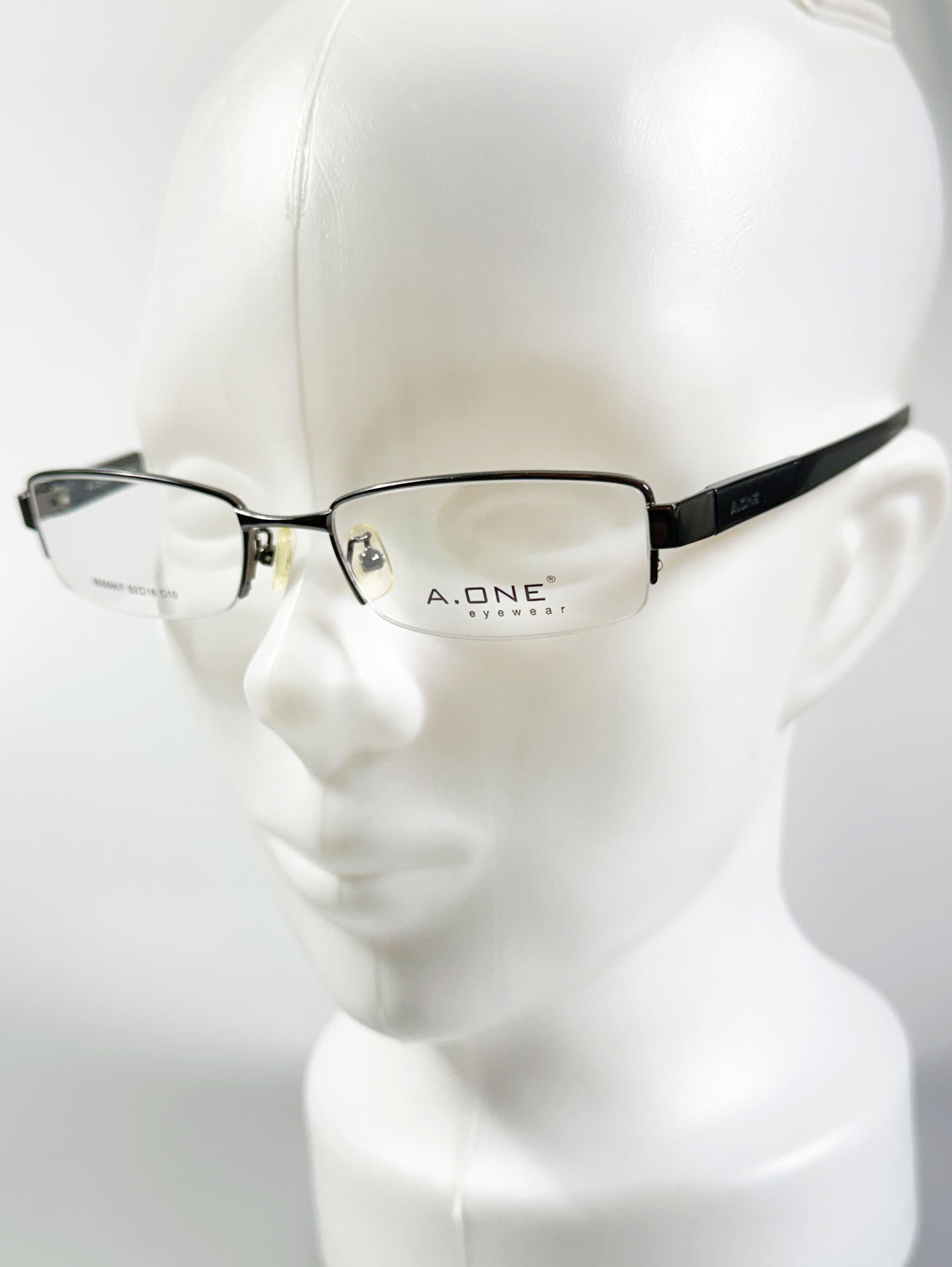 A.ONE Gunmetal Half-Rim Square Glasses