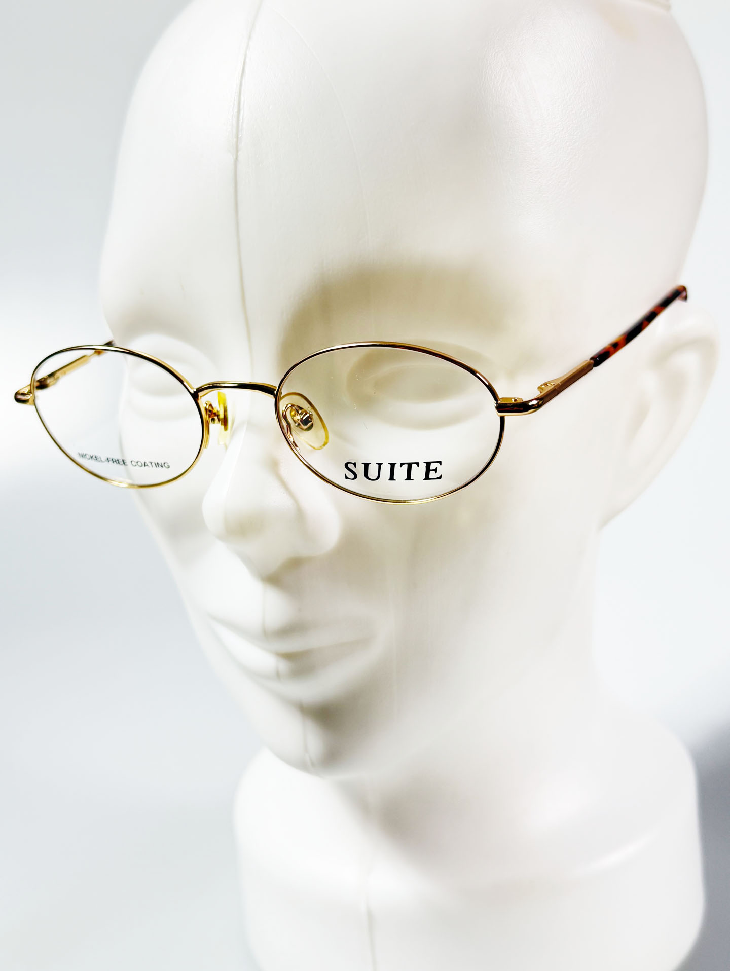 90's SUITE Gold Oval Metal & Tortoiseshell Temple Glasses