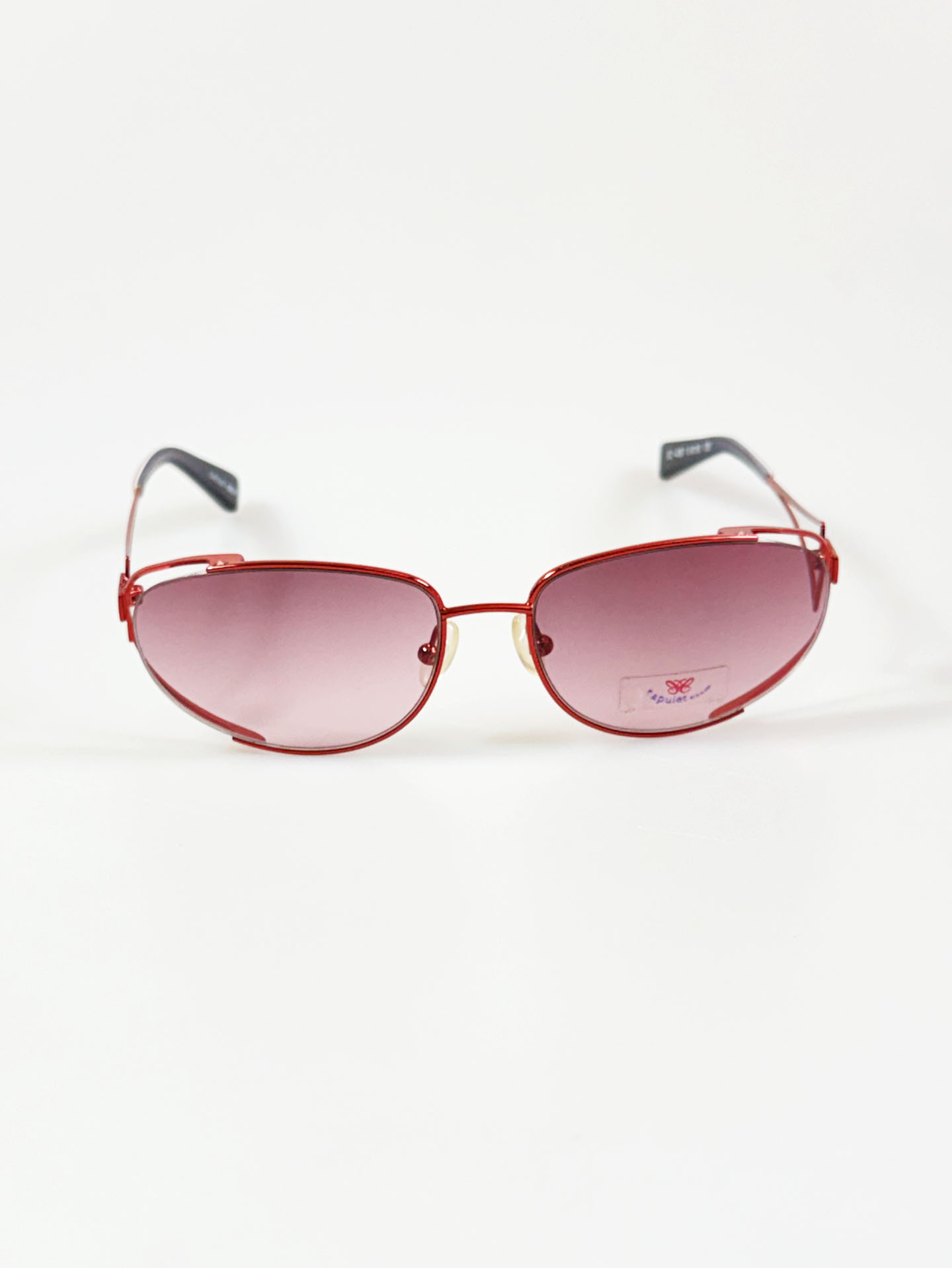 CAPULET Red Oval Double-Layer Metal Frame Gradient Tint Sunglasses