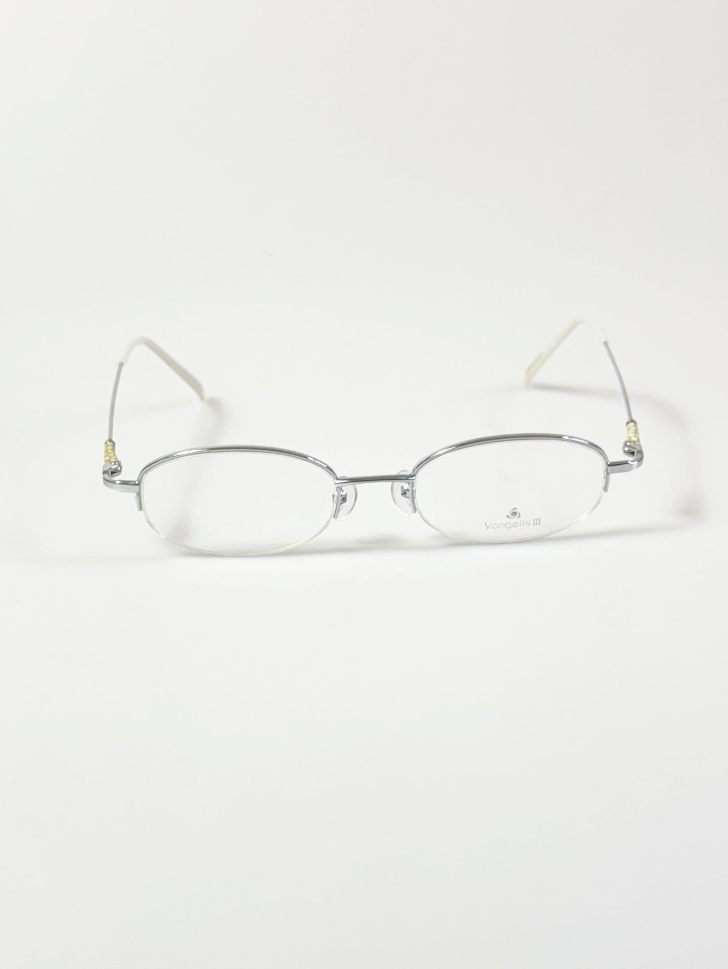 Vagelis SIlver Oval Half Rim Metal Glasses