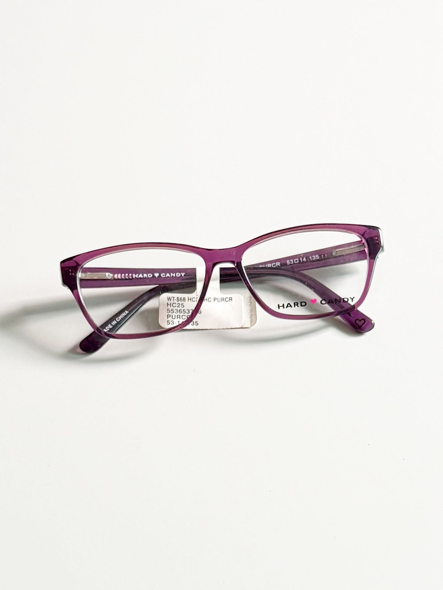 HARD CANDY Purple Clear Acetate Square Frame Glasses