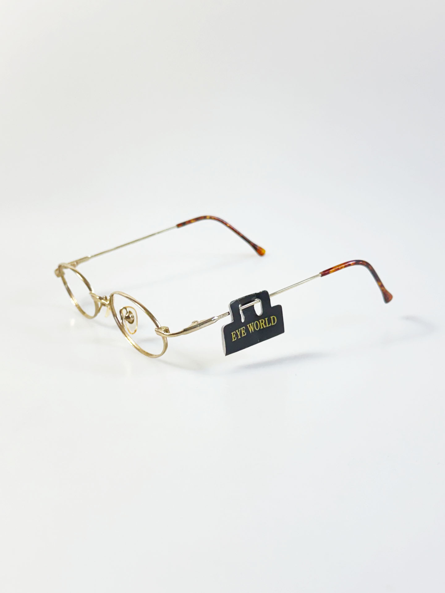 90's EYE WORLD Gold Slim Oval Metal Frame Glasses