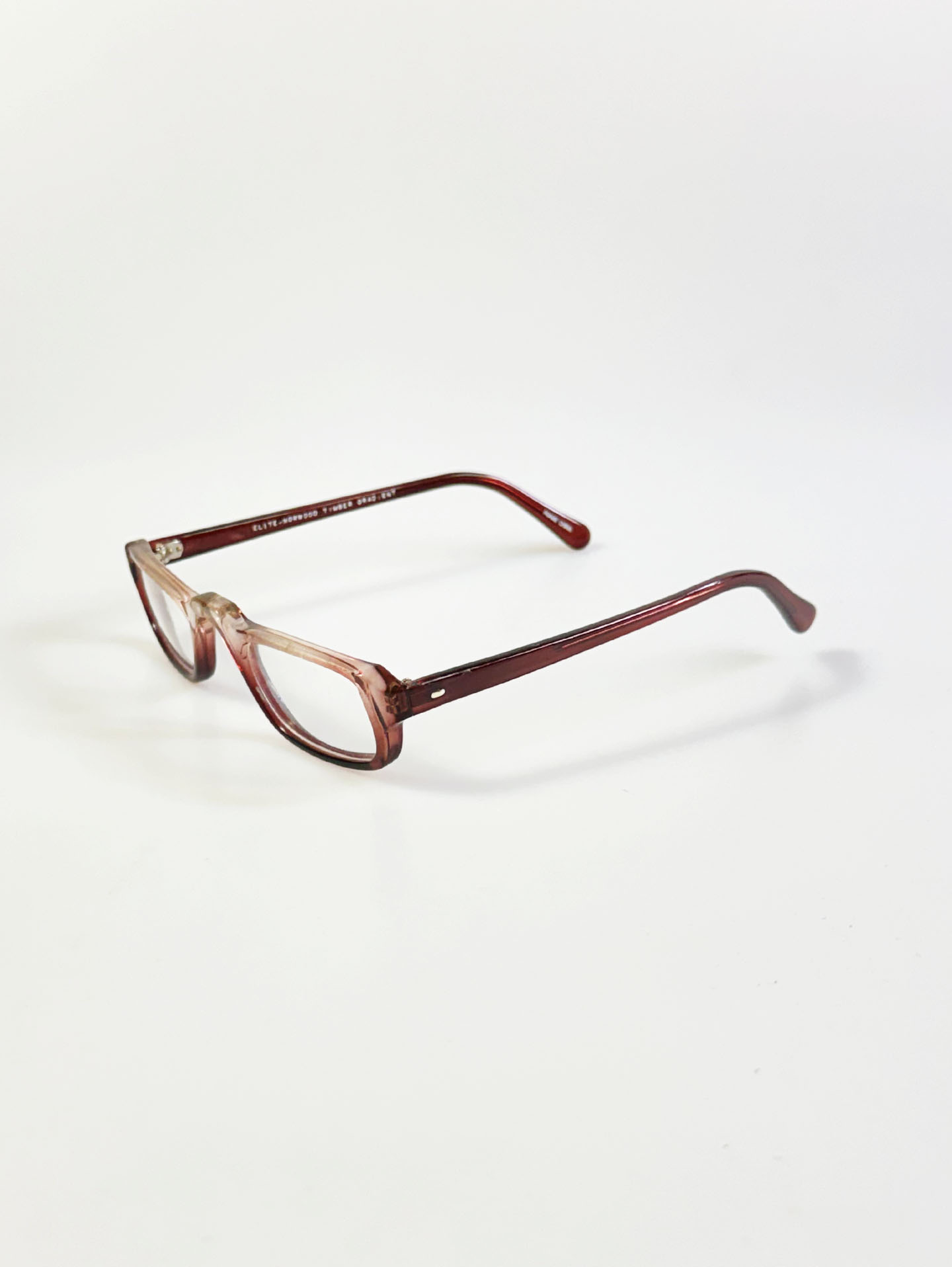 90's ELITE Smoky Brown Gradient Square Acetate Horn-Rim Glasses