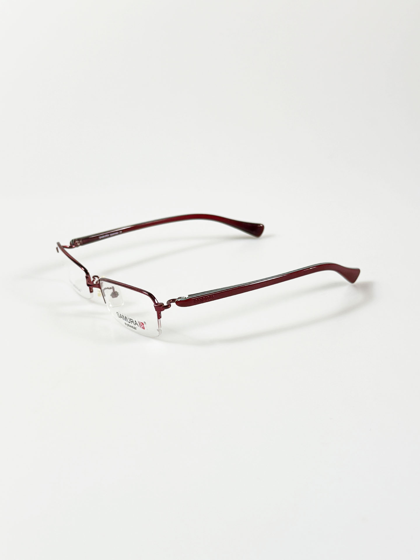SAMURAI Eyewear Burgundy Half-Rim Square Metal Glasses