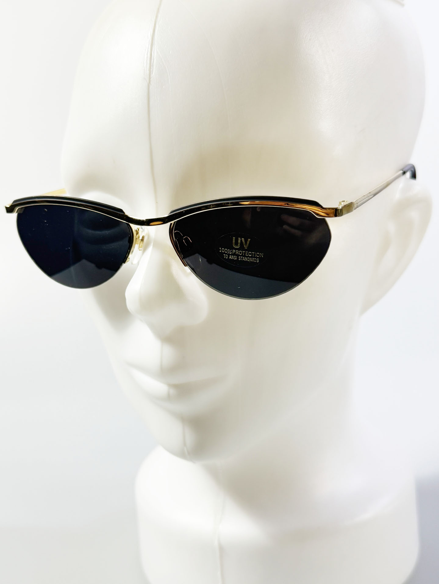 90's Gold Semi-Rimless Oval Metal Sunglasses