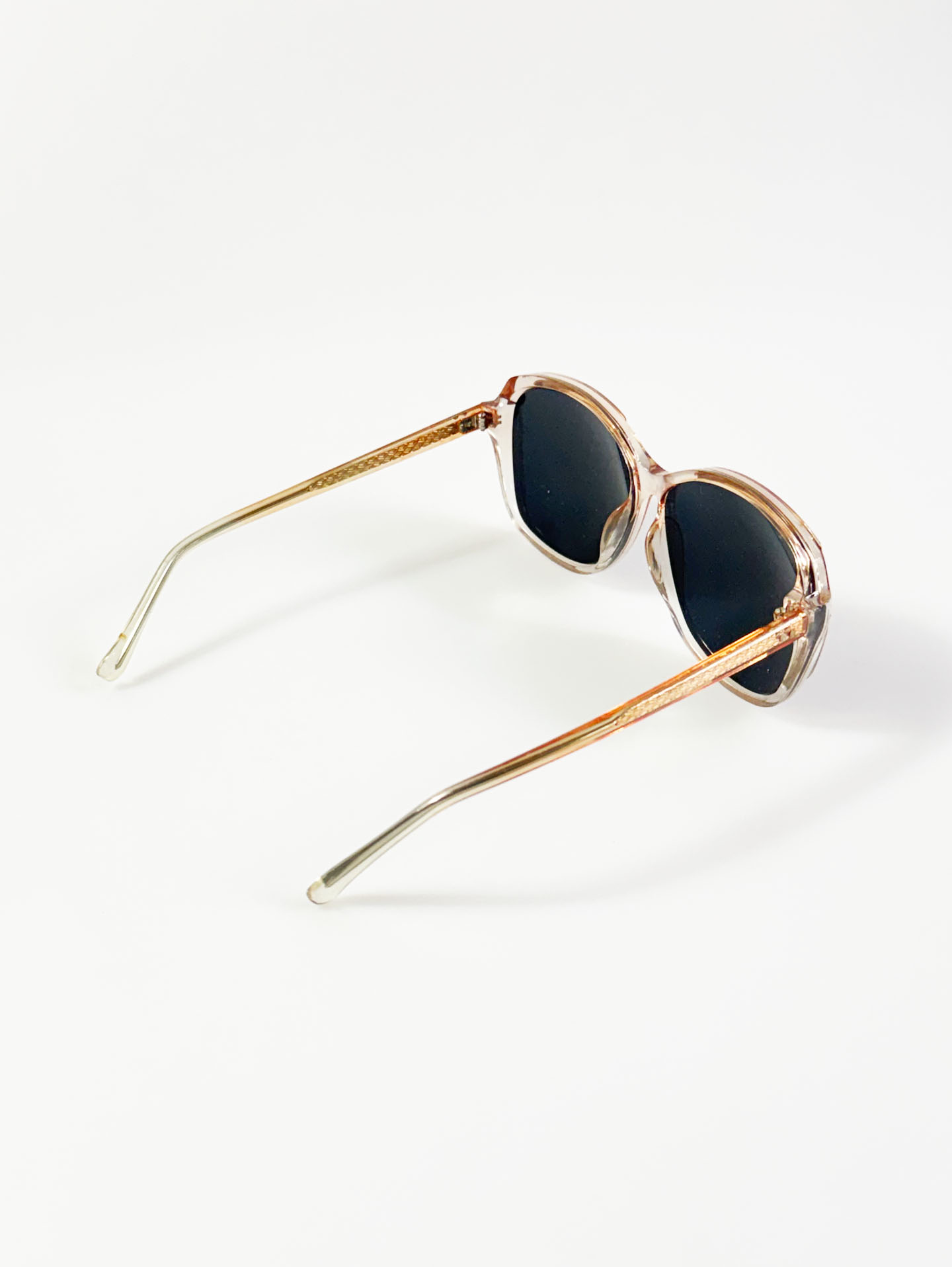 Champagne Crystal Clear Two-Tone Bold Square Sunglasses