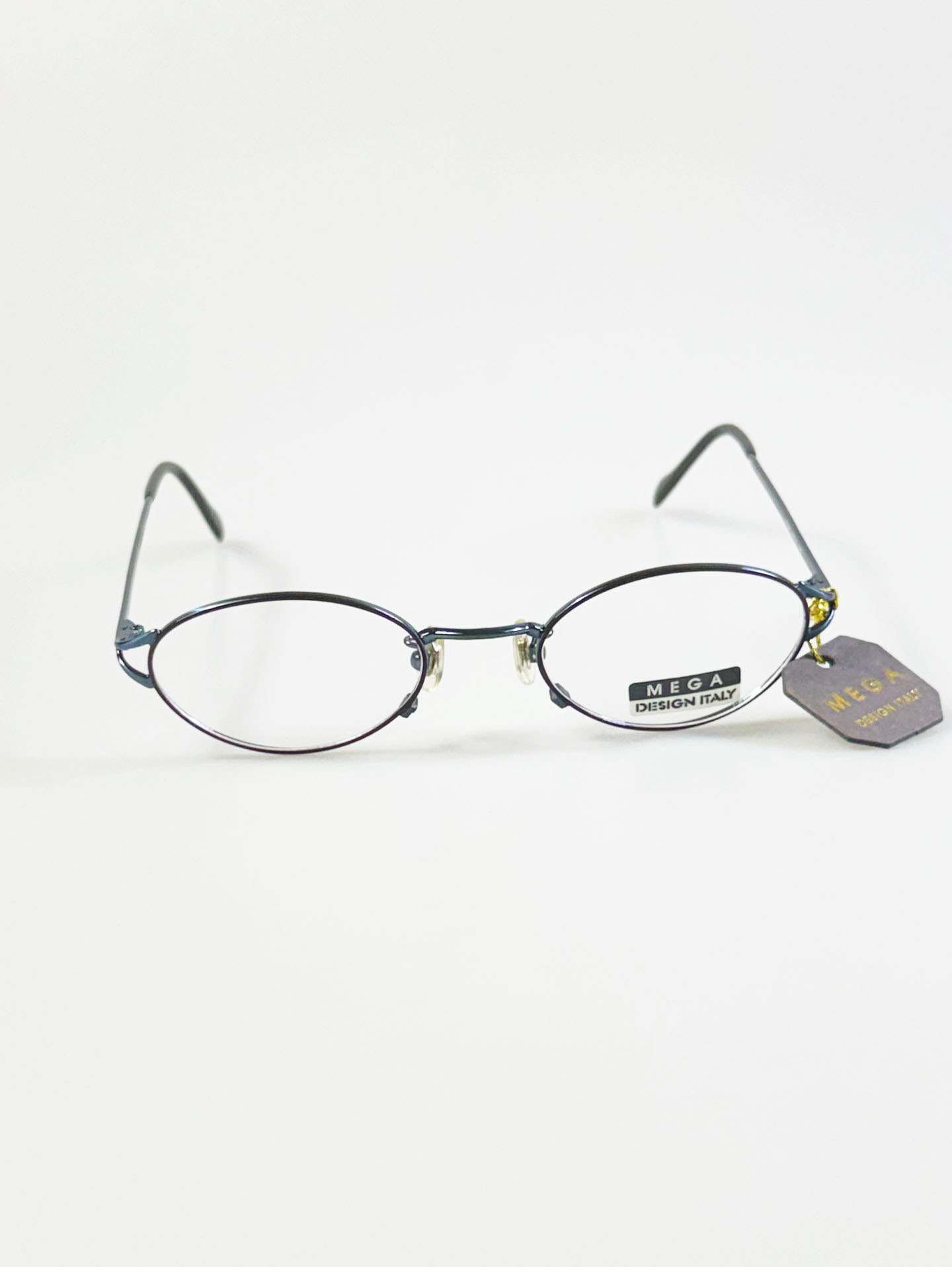 MEGA Deep Blue Slim Oval Metal Frame Glasses