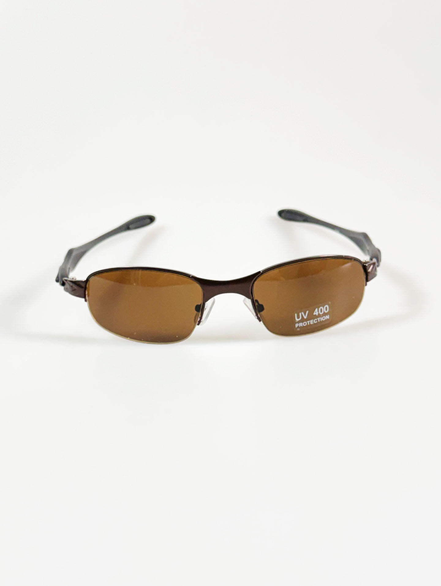 Bronze Semi-Rimless Square Metal Tint Sunglasses