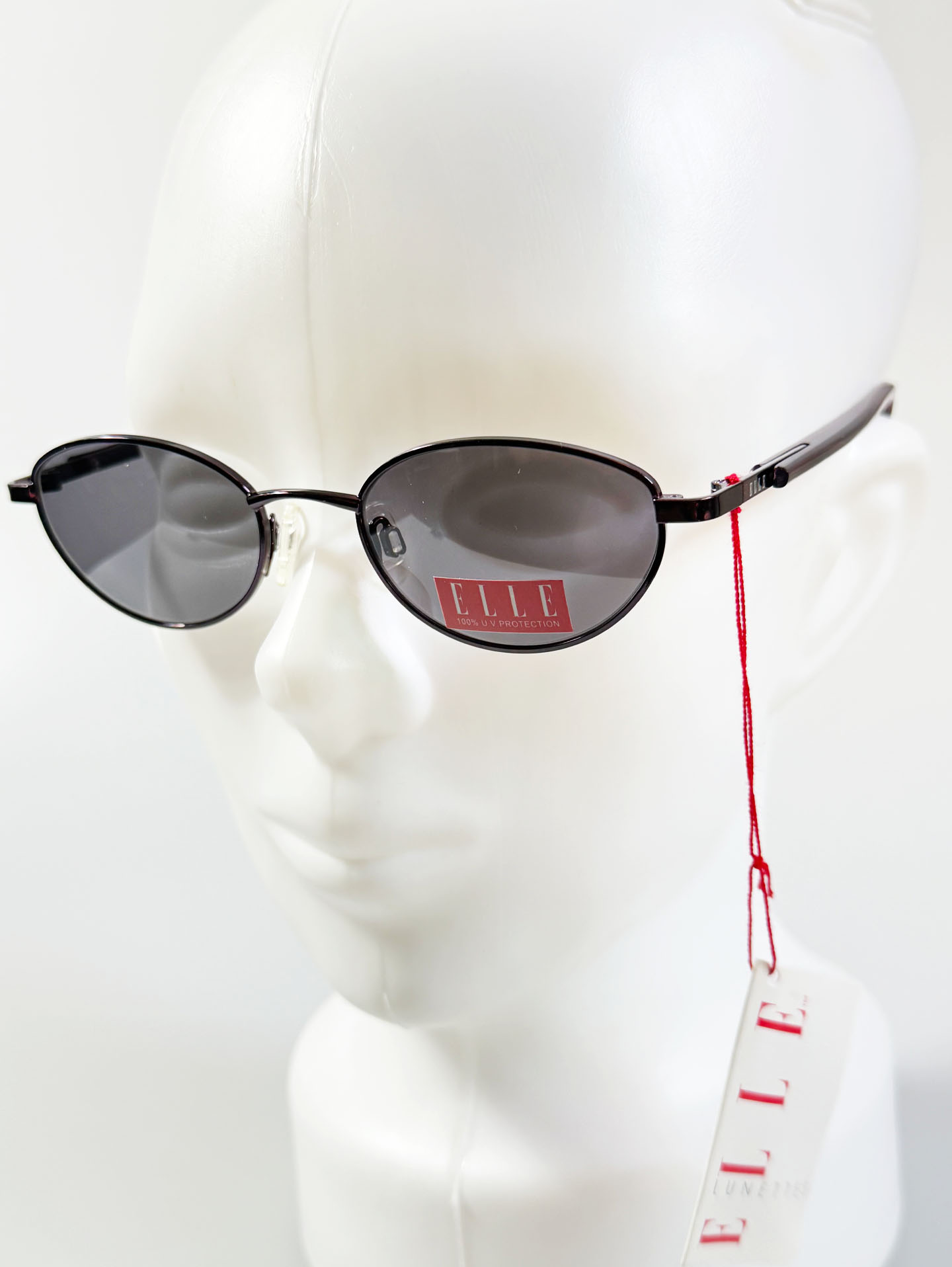 90s ELLE Violet Slim Oval Metal Frame Sunglasses