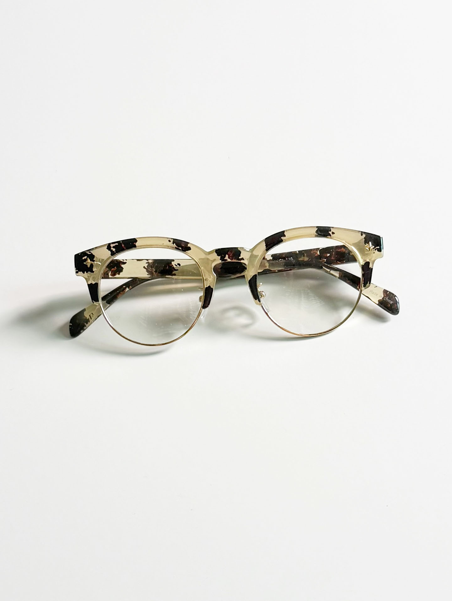 Marble Havana Browline Round Combi Glasses