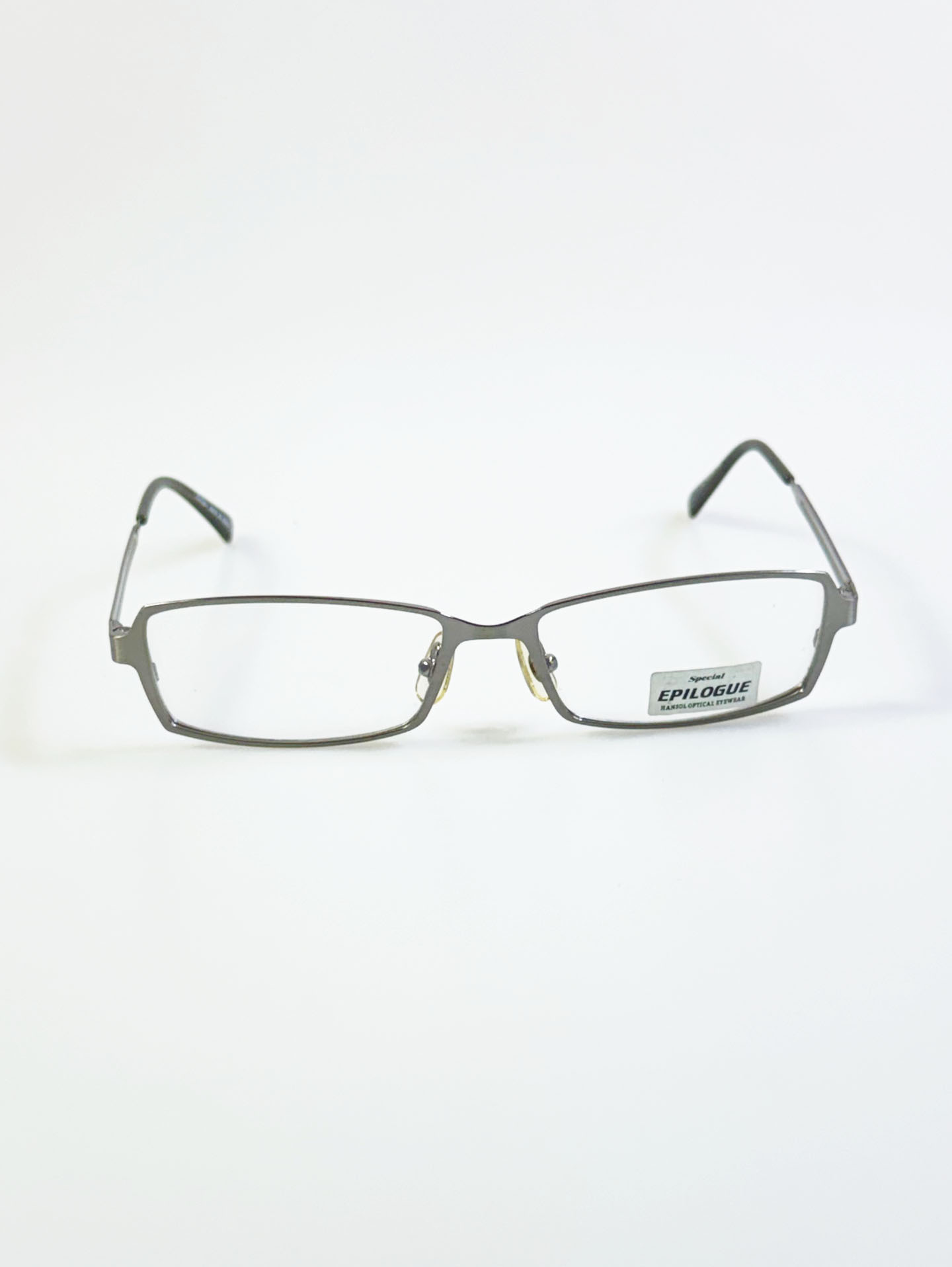 EPILOGUE Dark Silver Slim Square Metal Glasses
