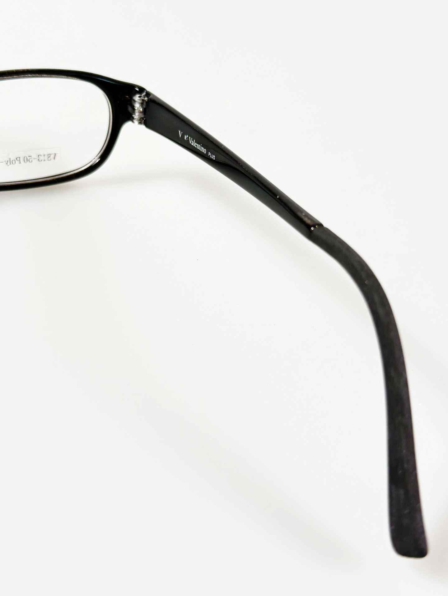 90's RUDOLPH VALENTINE Black Slim Square Horn-Rim Glasses