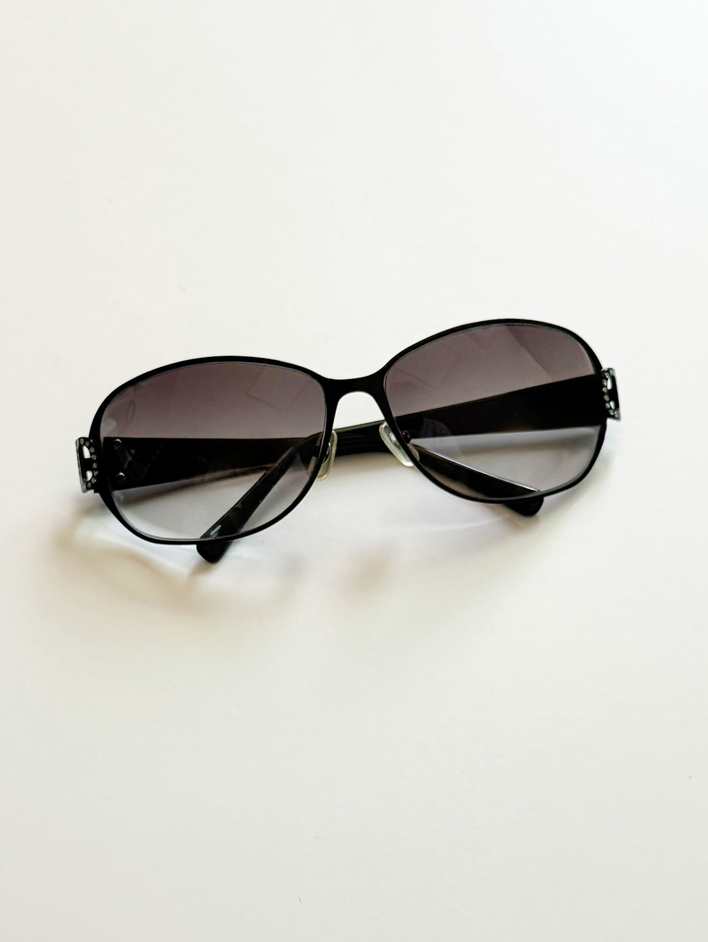 MICHIKO LONDON Black Oversized Butterfly Metal Frame Sunglasses