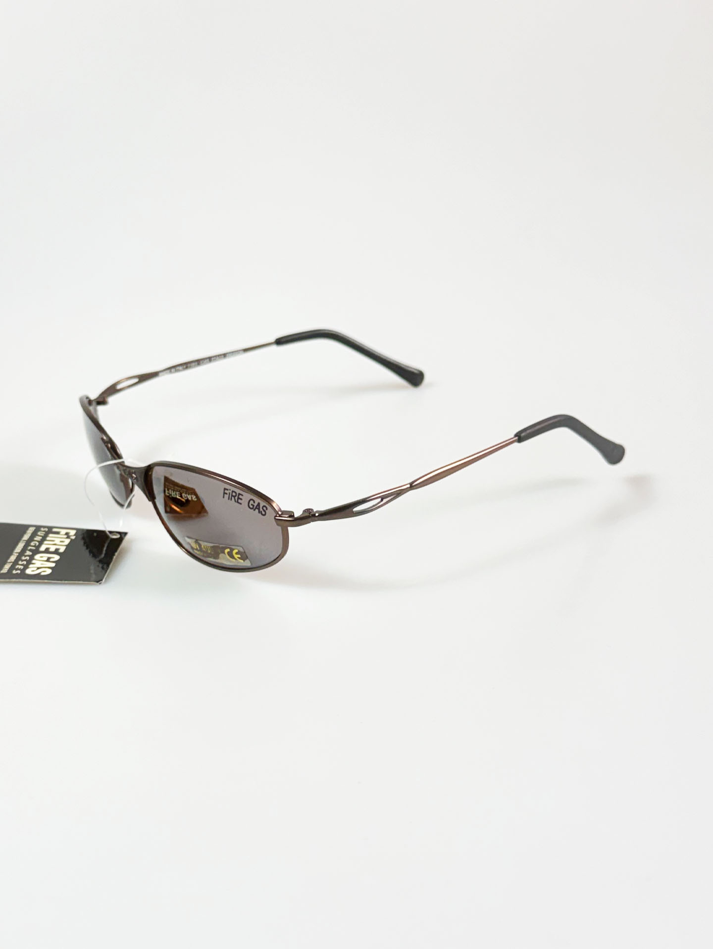 90's FIRE GAS Slim Oval Brown Metal Frame Titned Sunglasses