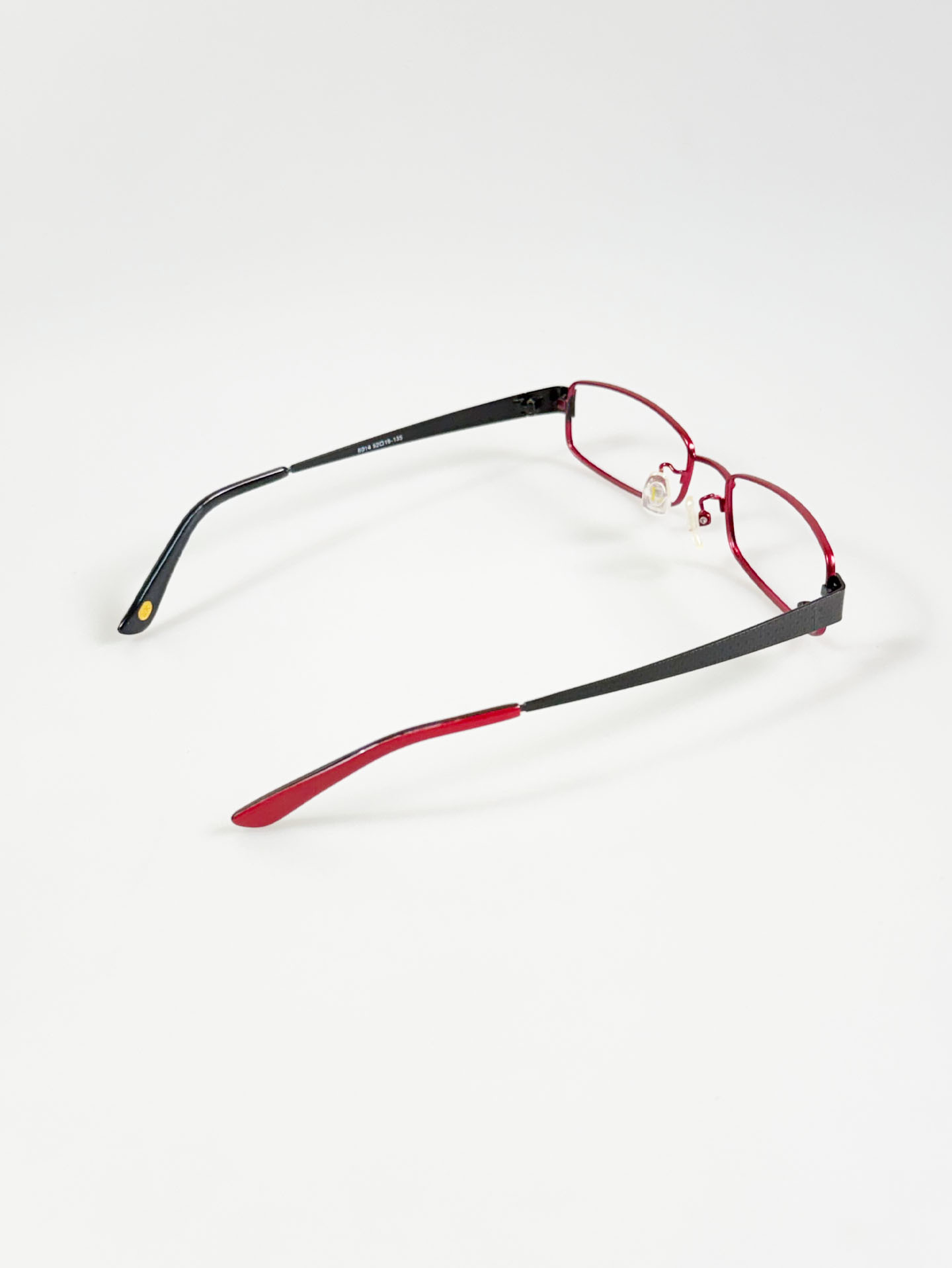 LUXURY Occhiali Red & Black Slim Square Metal Glasses