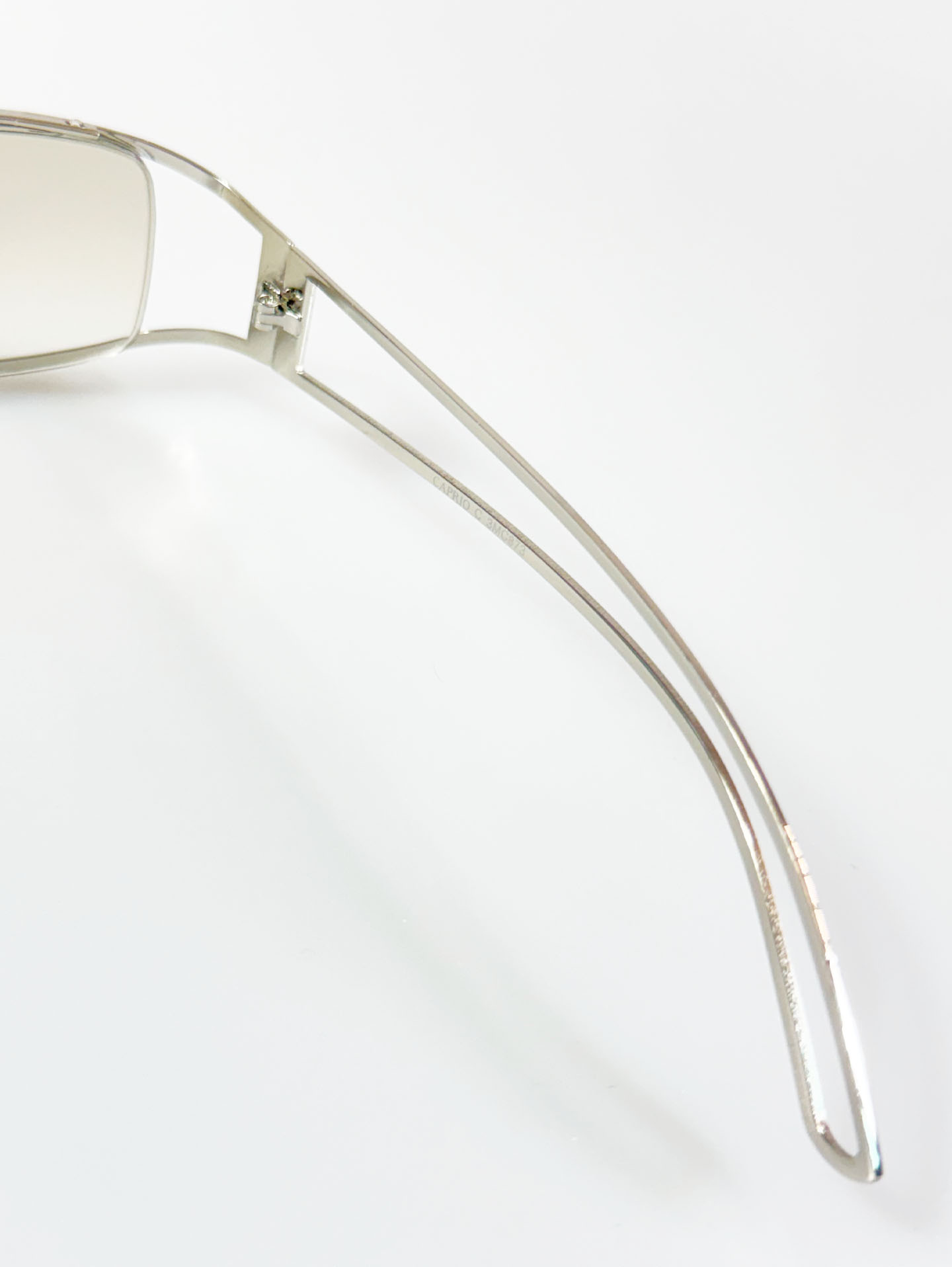 CAPRIO Silver Slim Square Metal Clear Tinted Sunglasses
