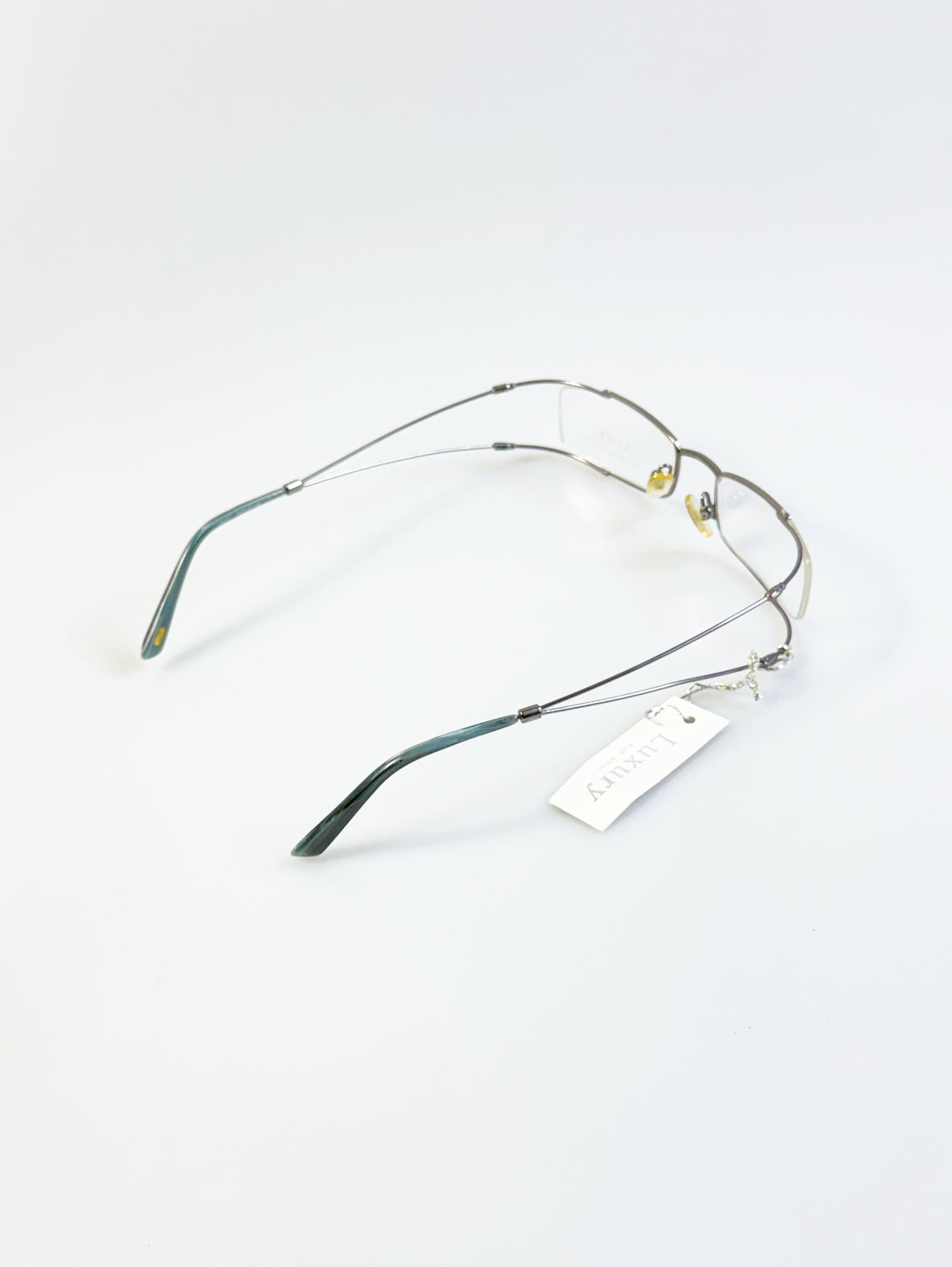 Luxury Occhiali Silver Slim Square Metal Frame Glasses