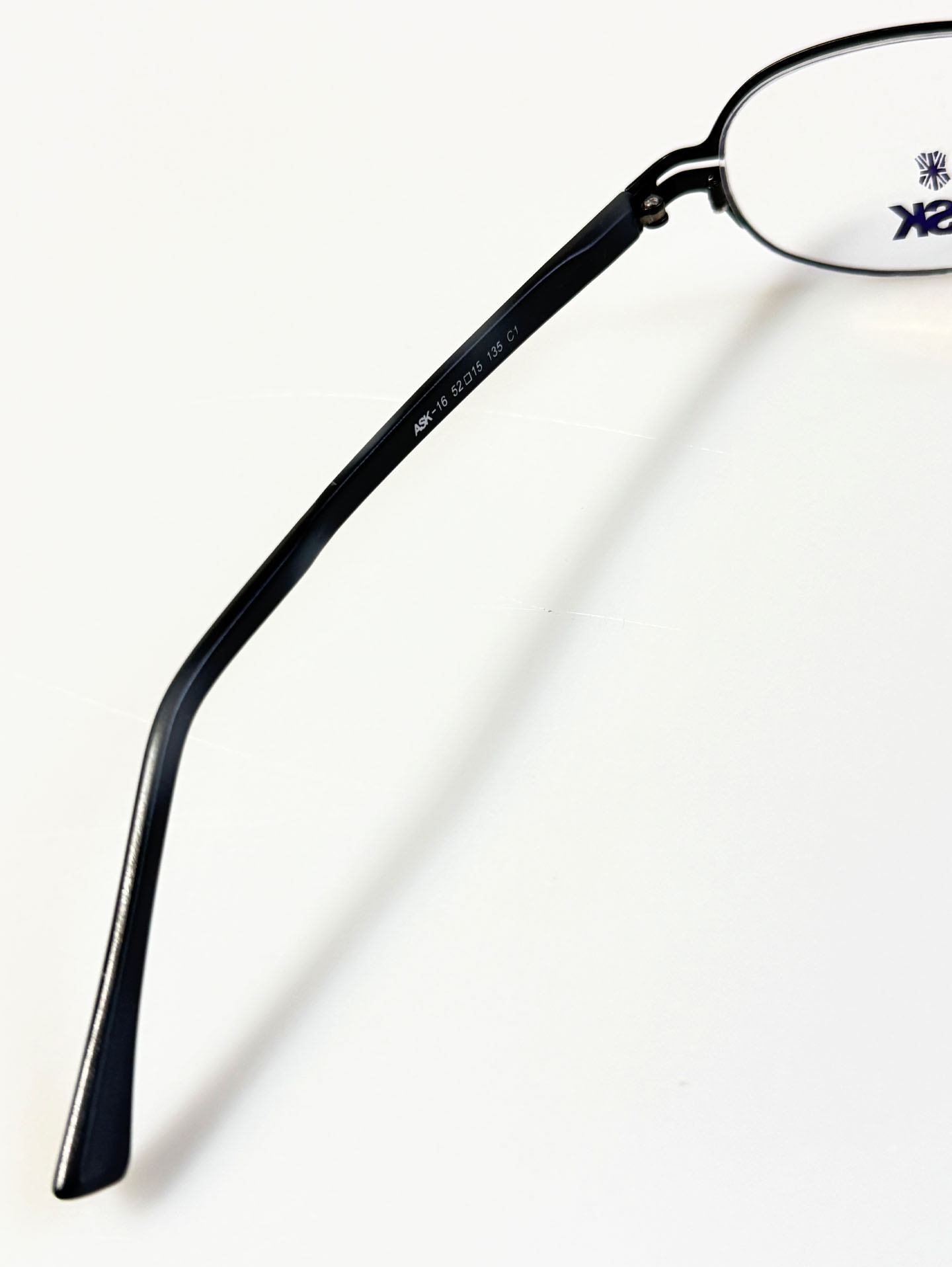 ASK Black Double-Bridge Slim Oval Metal Frame Glasses