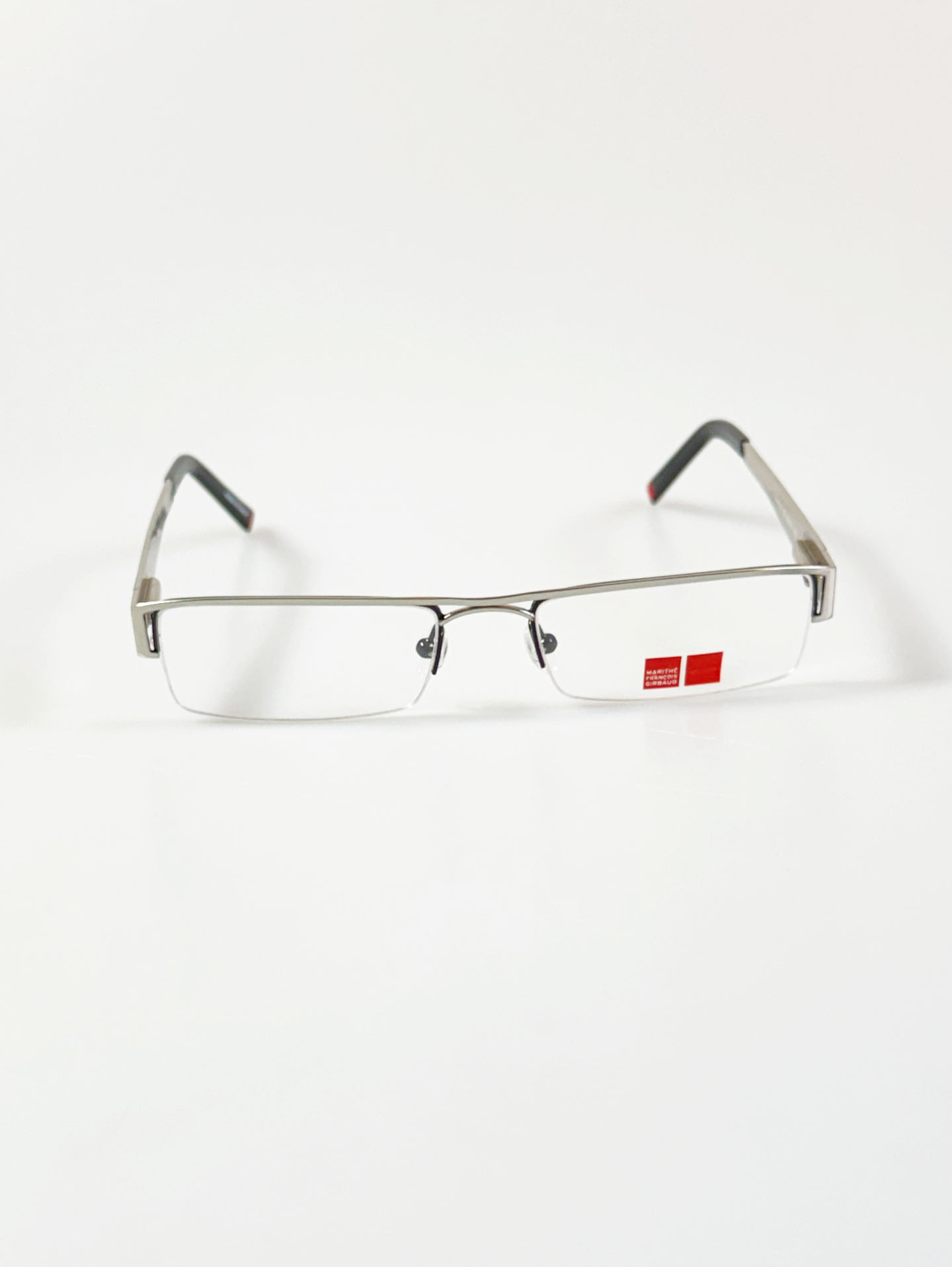 MARITHÉ + FRANÇOIS GIRBAUD Silver Semi-Rimless Square Metal Frame Glasses