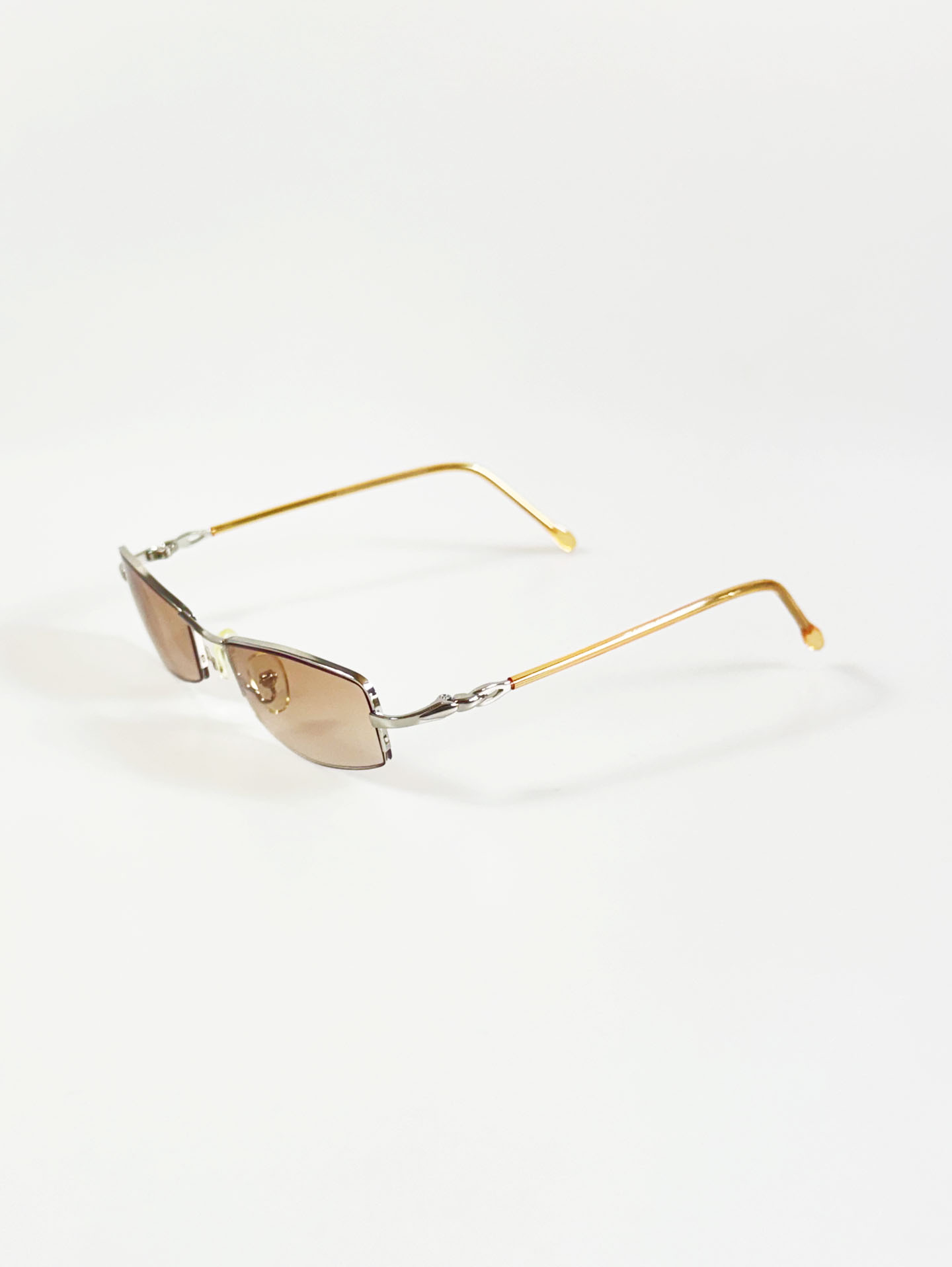 CAPRIO Semi-Rimless Square Metal Tint Sunglasses