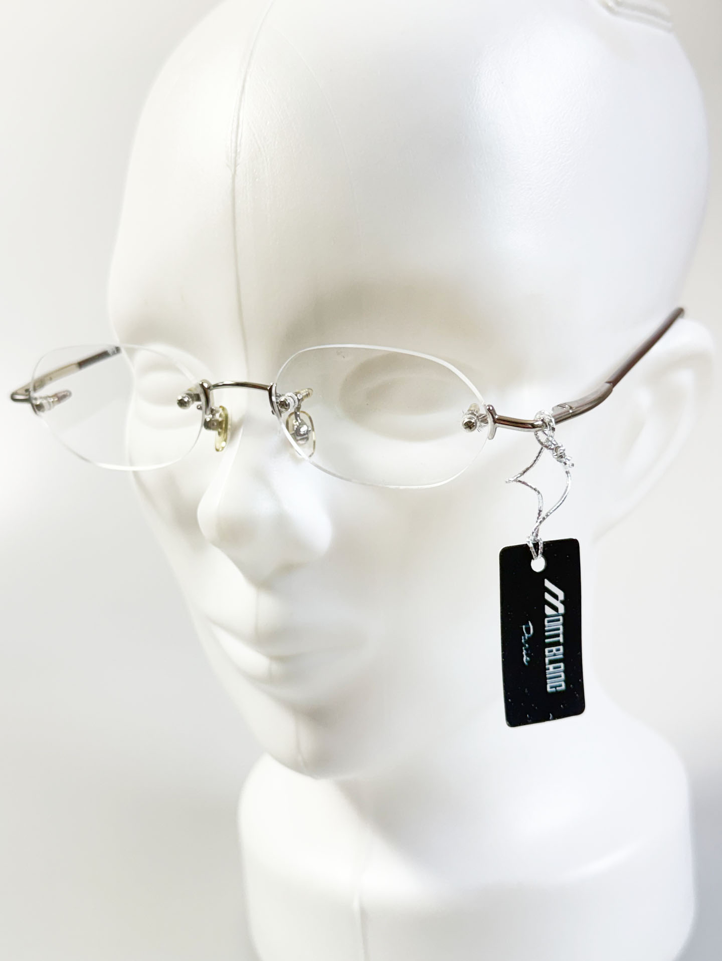 MONT BLANC PARIS Silver Rimless Square Metal Frame Glasses