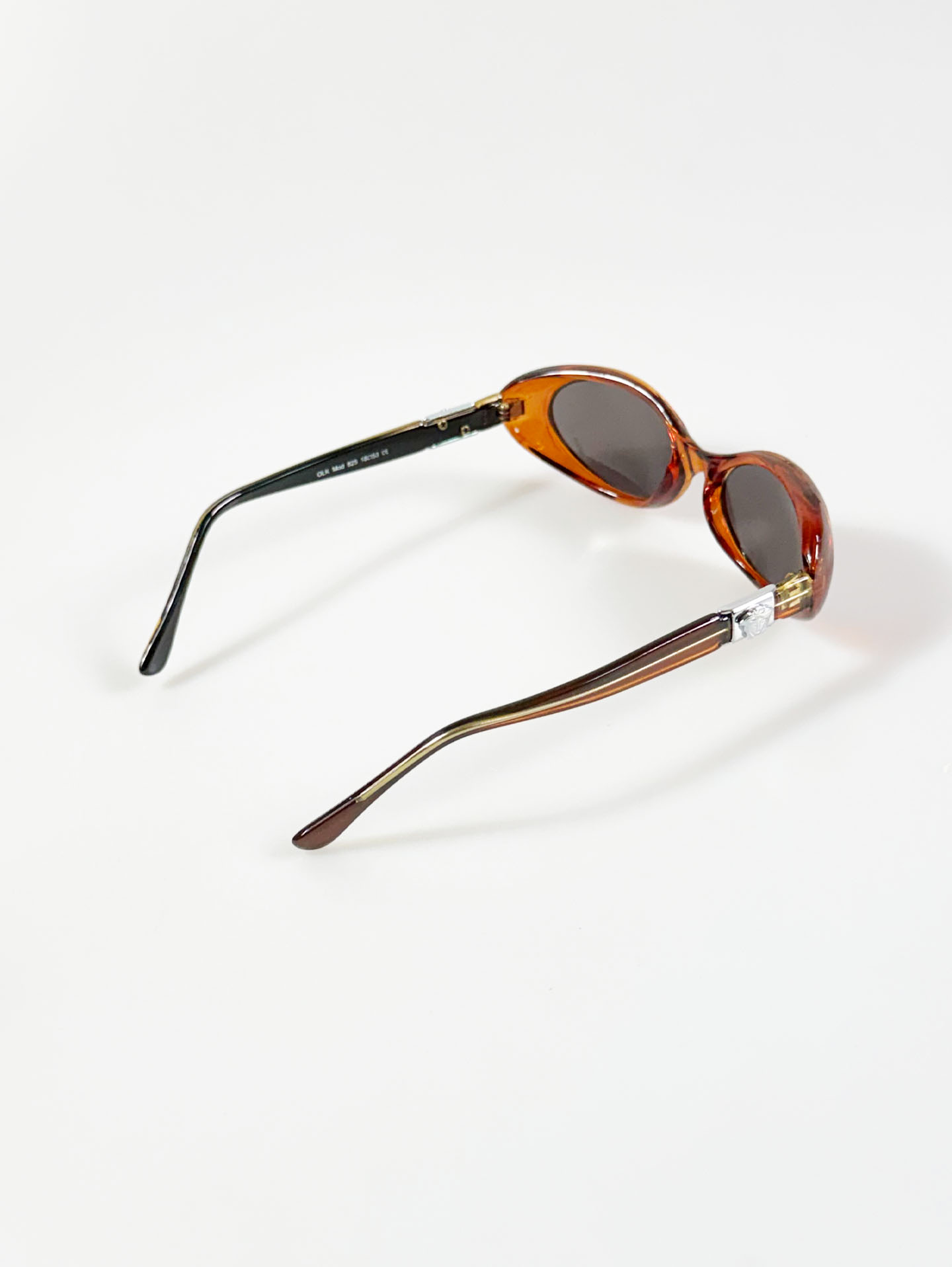 90's ONE LAST KISS Amber Brown Oval Wrap Acetate Sunglasses
