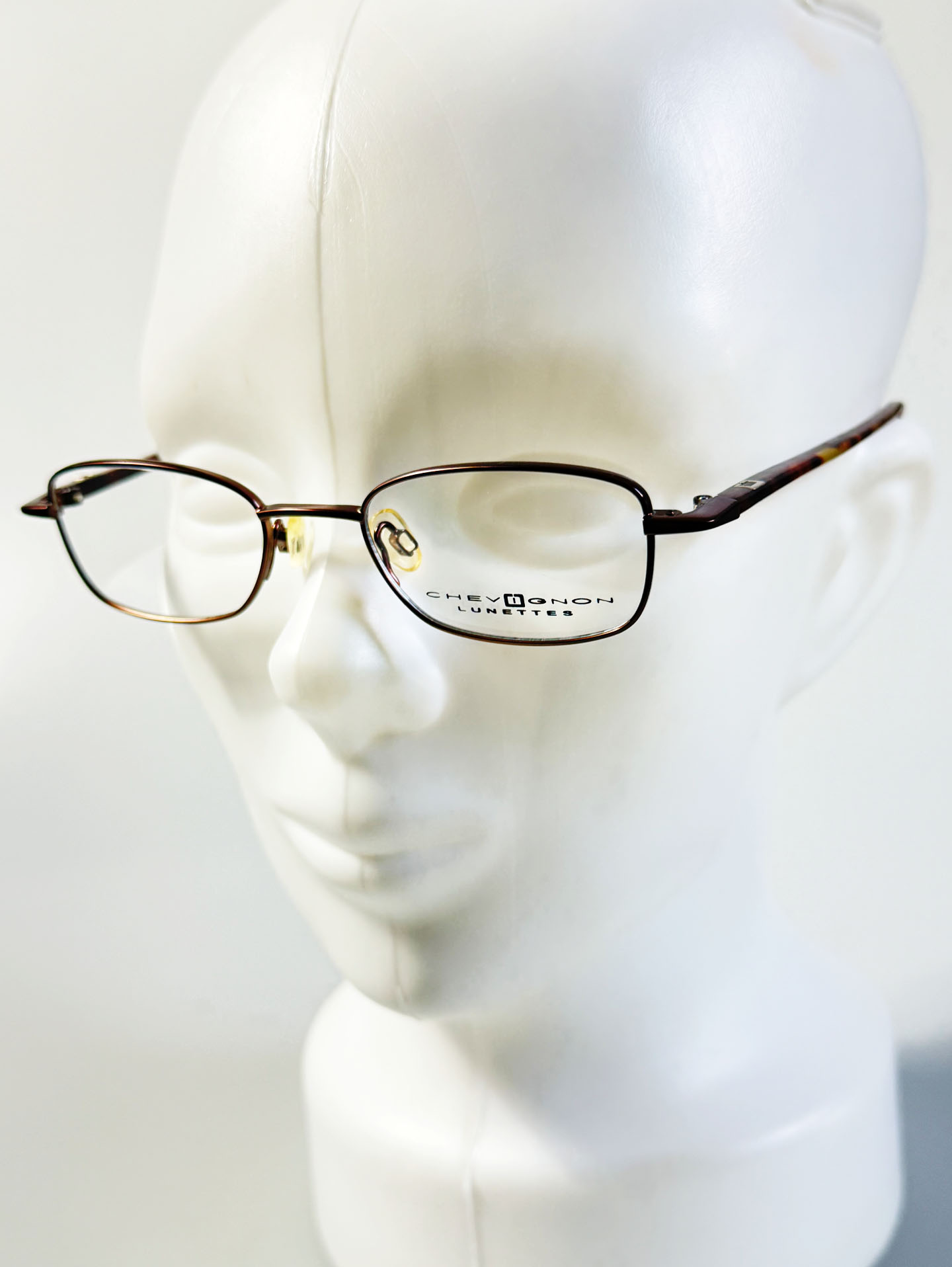 90's CHEVIGNON LUNETTES Brown Slim Square Metal Glasses