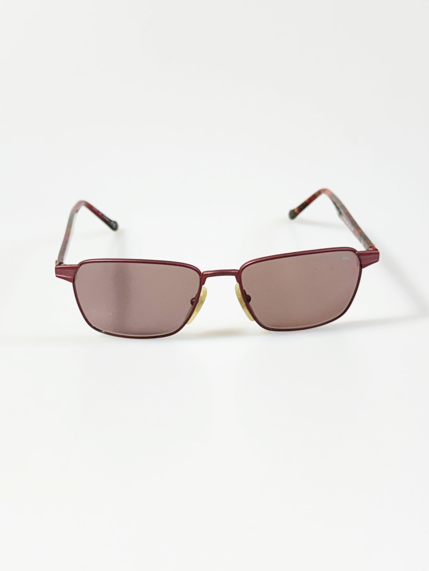 90's LACOSTE Matte Dark Pink Slim Square Metal Frame Sunglasses