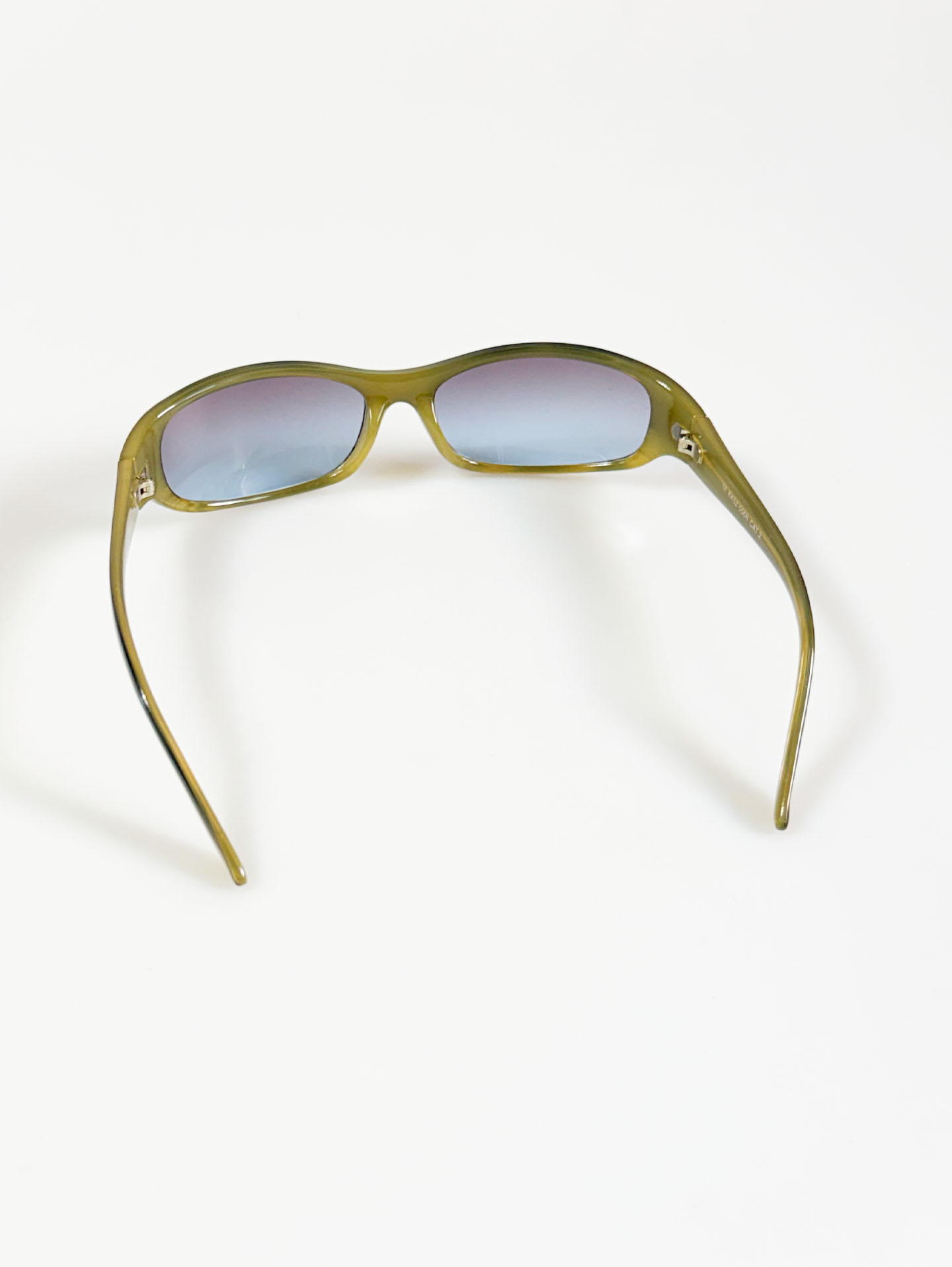 Olive Green Bold Wraparound Square Frame Sunglasses