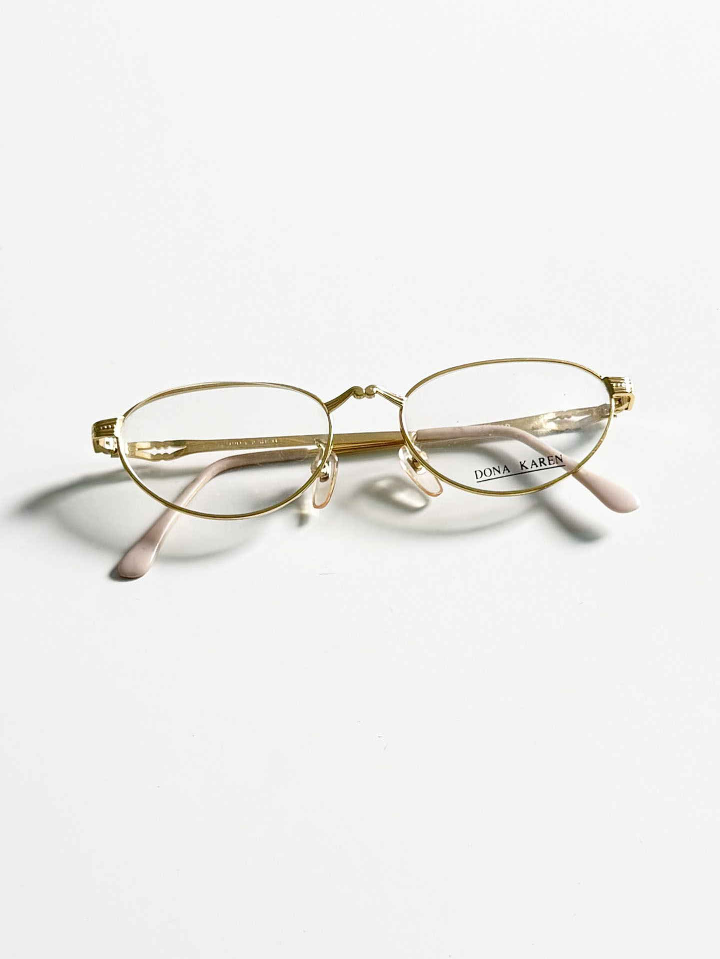 90's DONA KAREN Gold Slim Oval Metal Frame Glasses