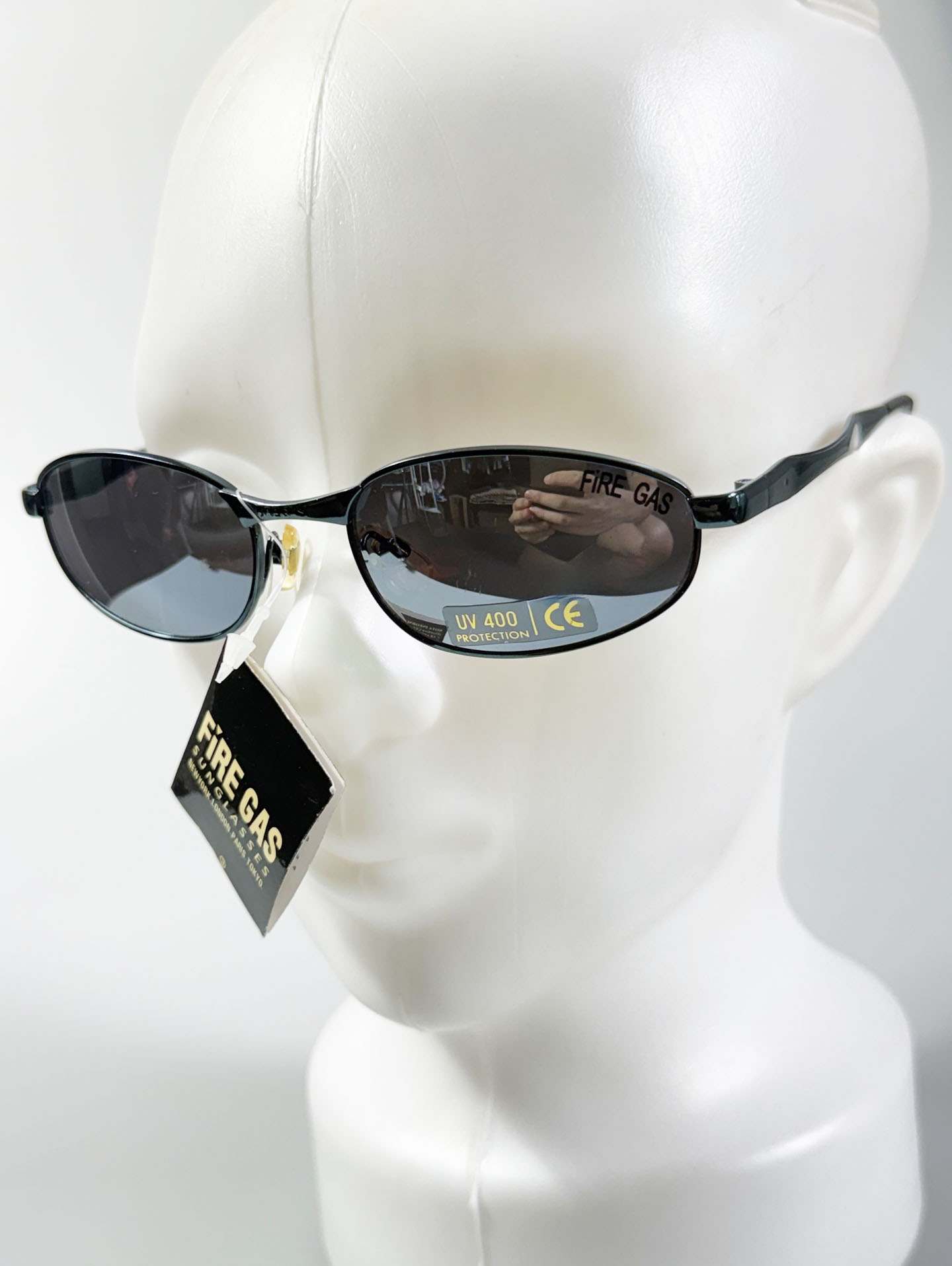 90's FIRE GAS Blue Slim Oval Metal Sunglasses