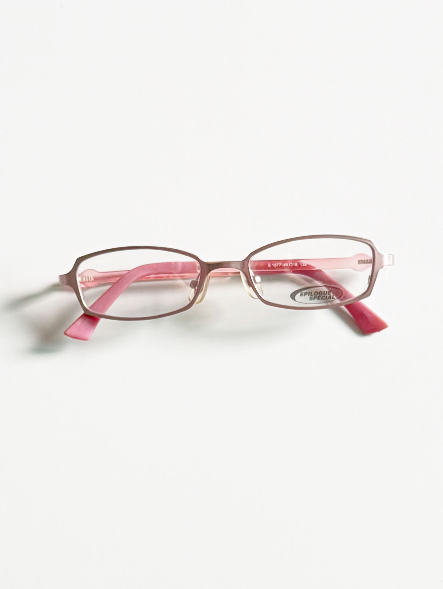 EPILOGUE Slim Square Pink Metal Frame Glasses