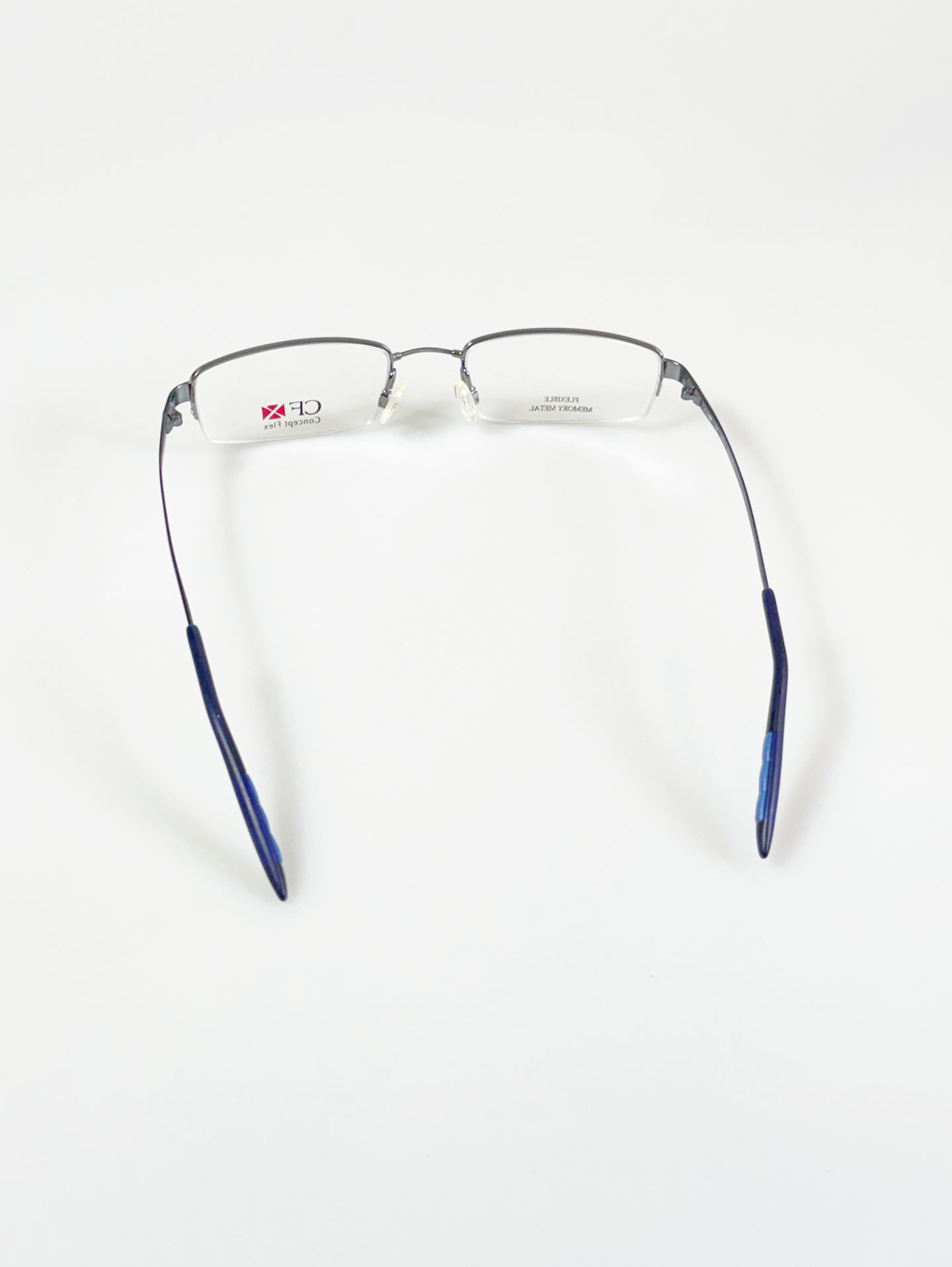 Concept Flex Blue Half-Rim Metal Square Frame Glasses