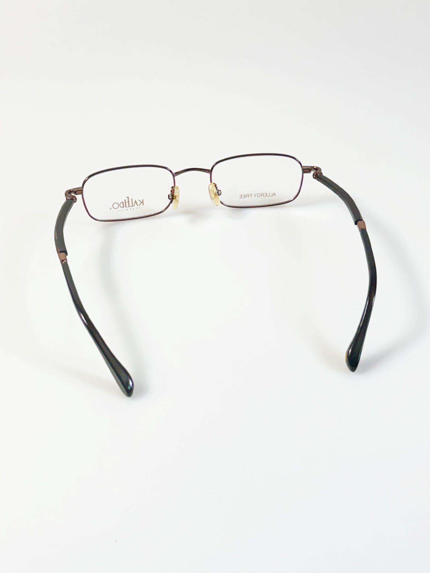 90's KALEIDO Brown Slim Square Metal Frame Glasses