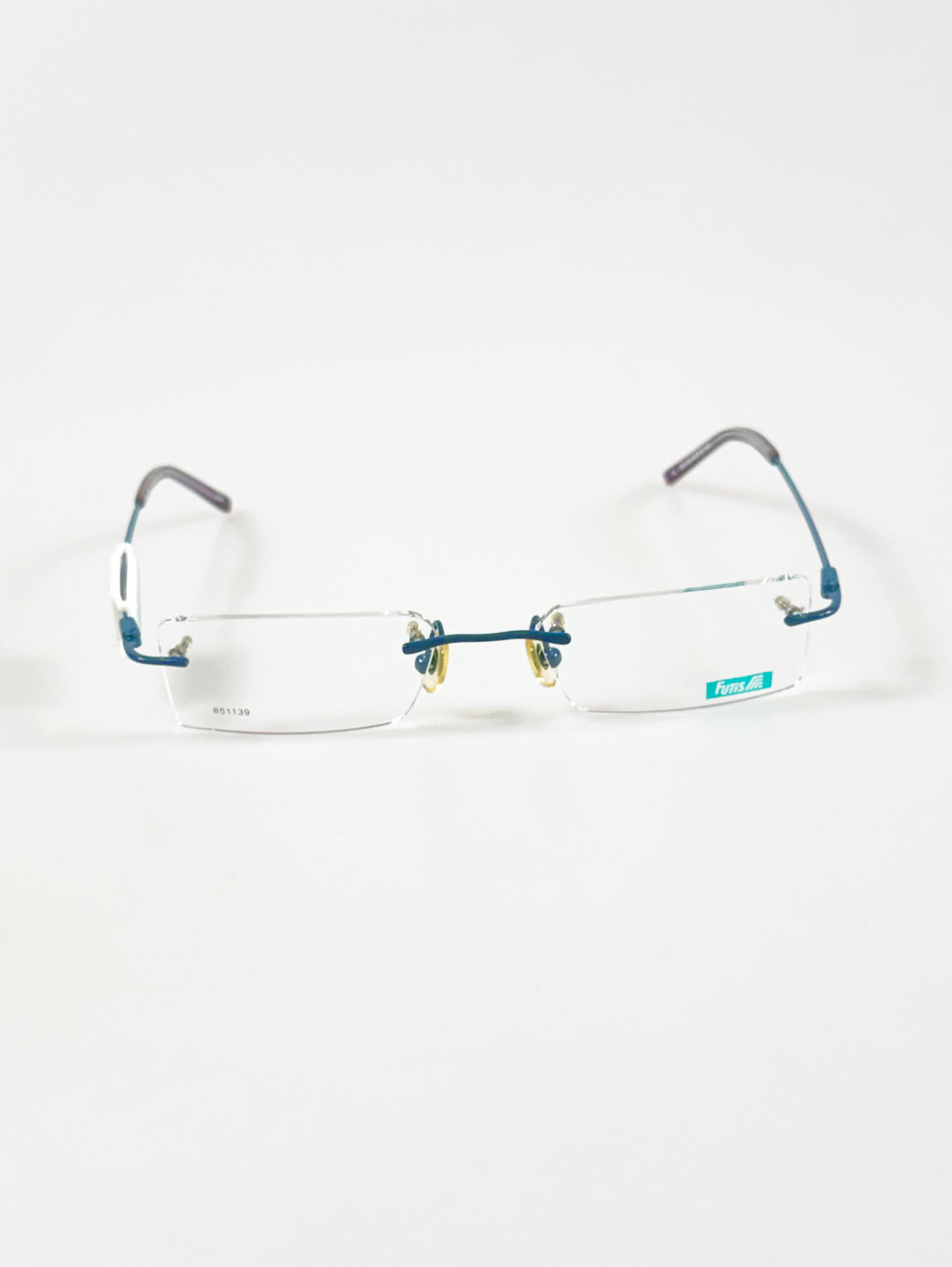 90's FUTIS Blue Rimless Square Metal Glasses