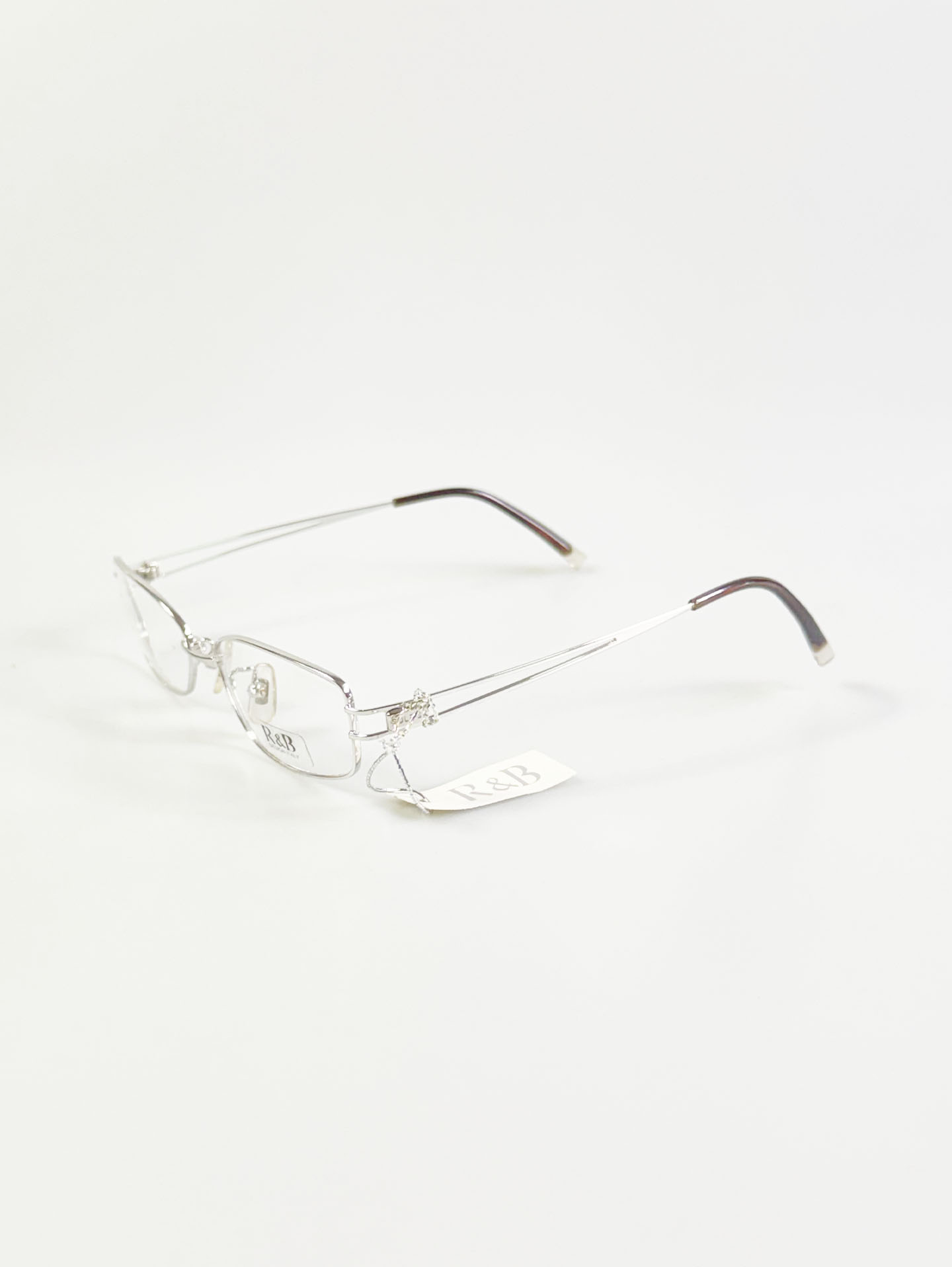 R&B Eyewear Silver Slim Square Metal Glasses