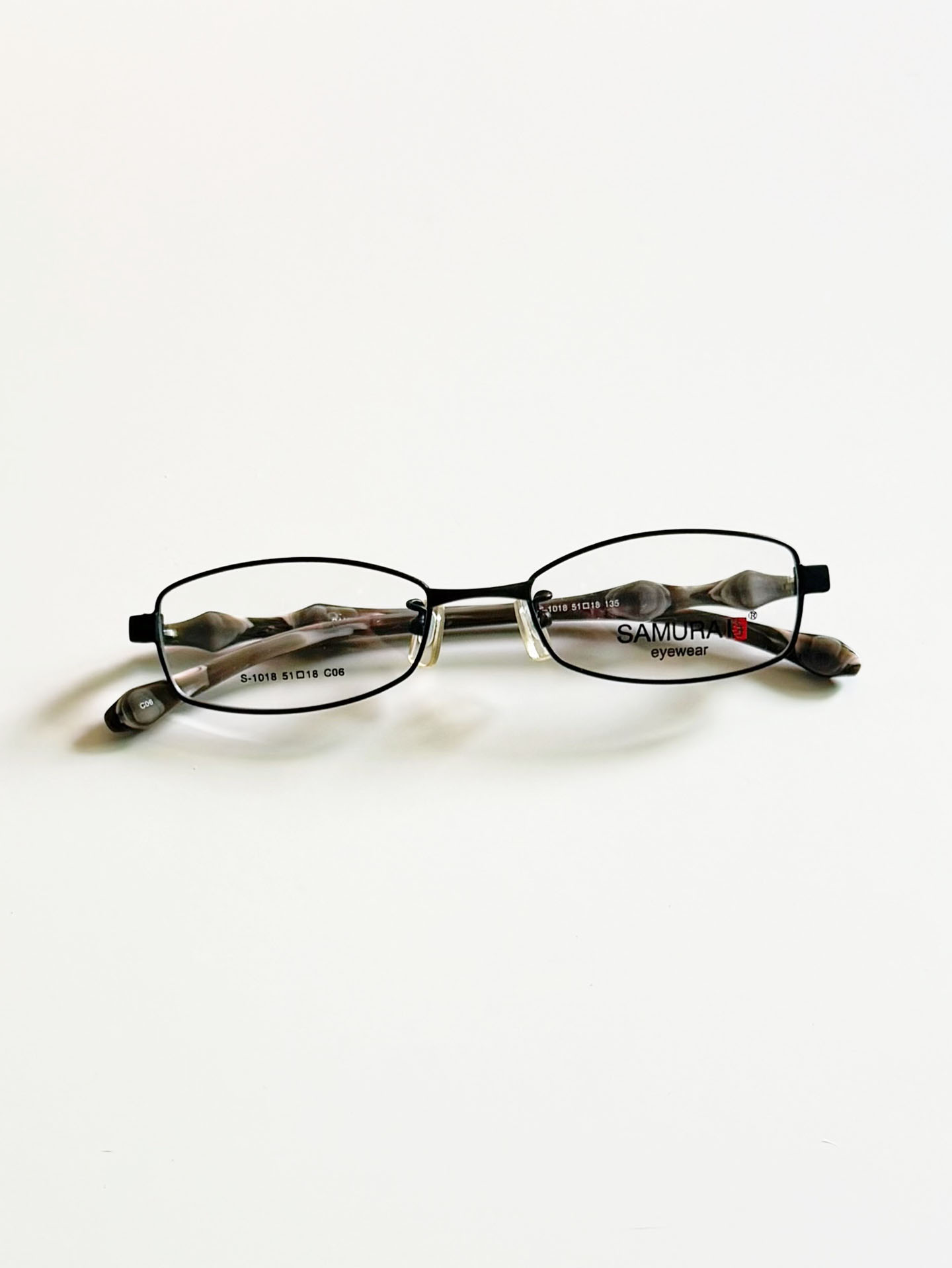SAMURAI Eyewear Black Slim Square Metal Frame Glasses