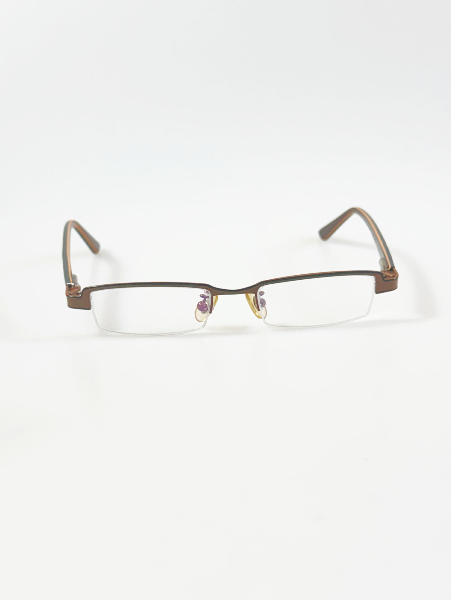 METRO Brown Square Semi-Rimless Metal Glasses