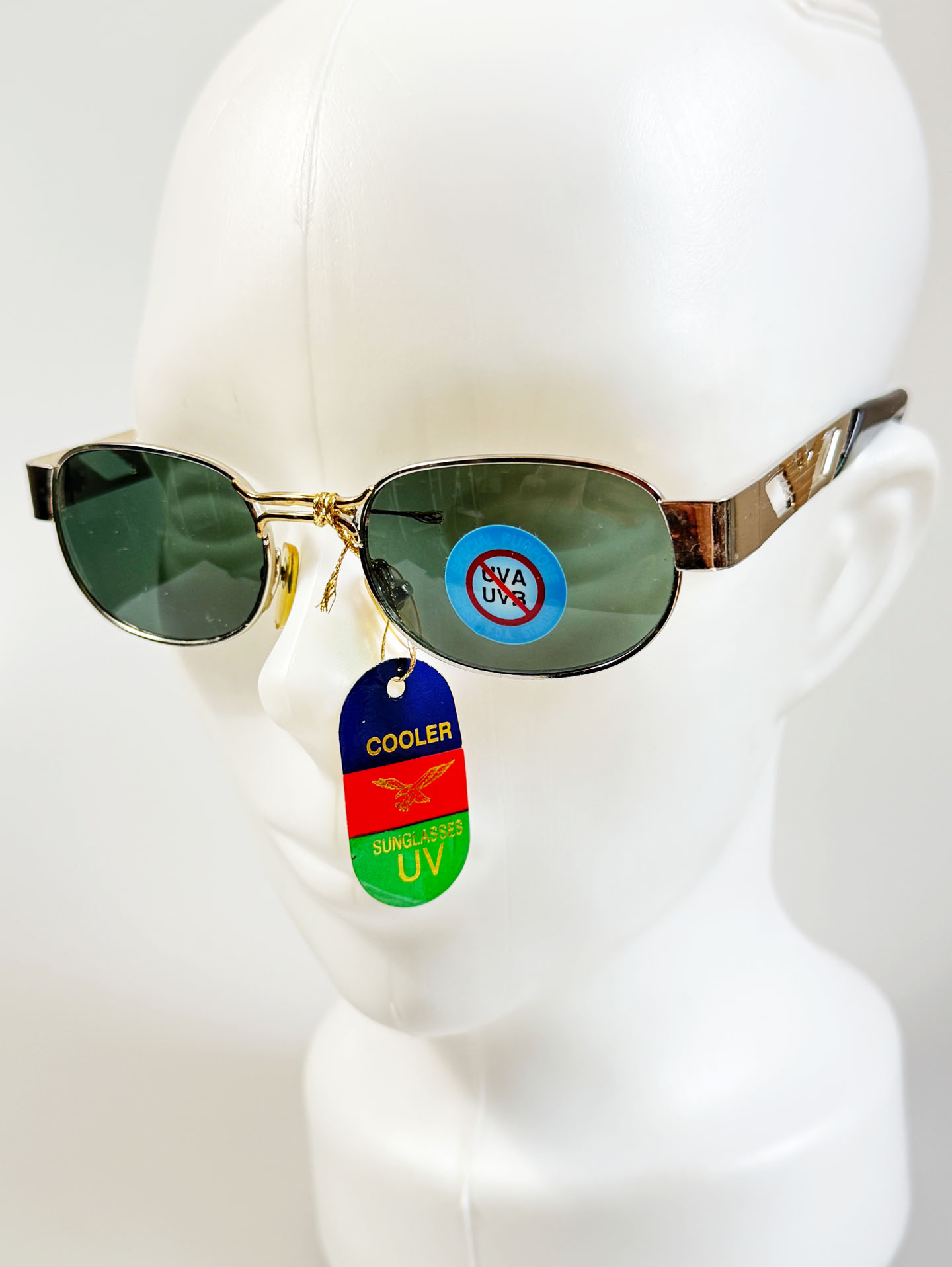 90's COOLER Silver Slim Oval Metal Sunglasses