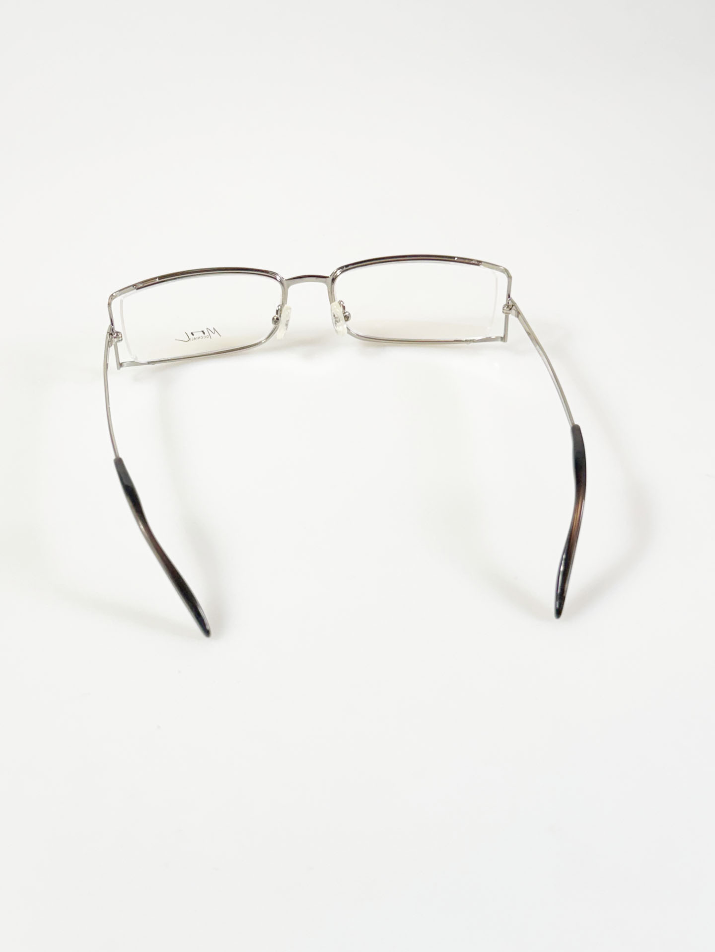 MOOL EYEWEAR Silver Slim Square Metal Frame Glasses