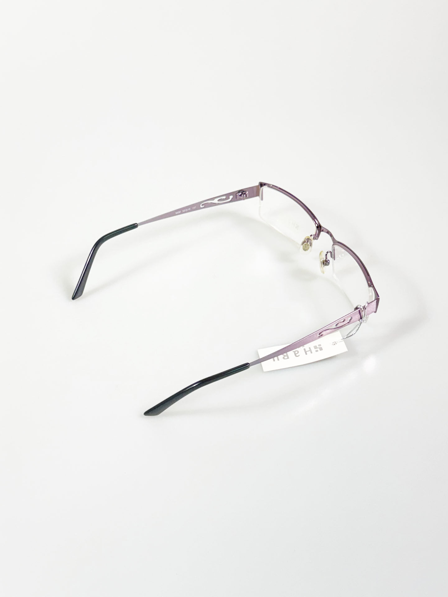 HARU Semi-Rimless Purple Square Metal Frame Glasses