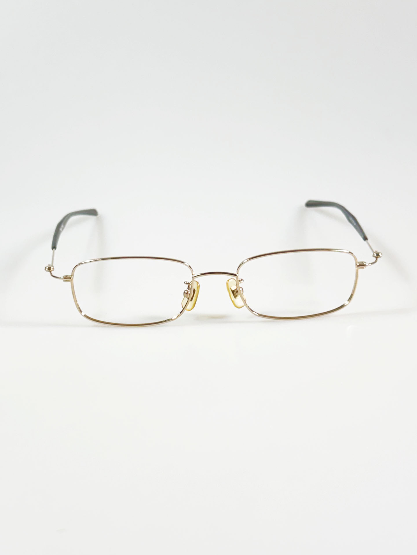 R&B EYEWEAR Gold Slim Square Metal Frame Glasses