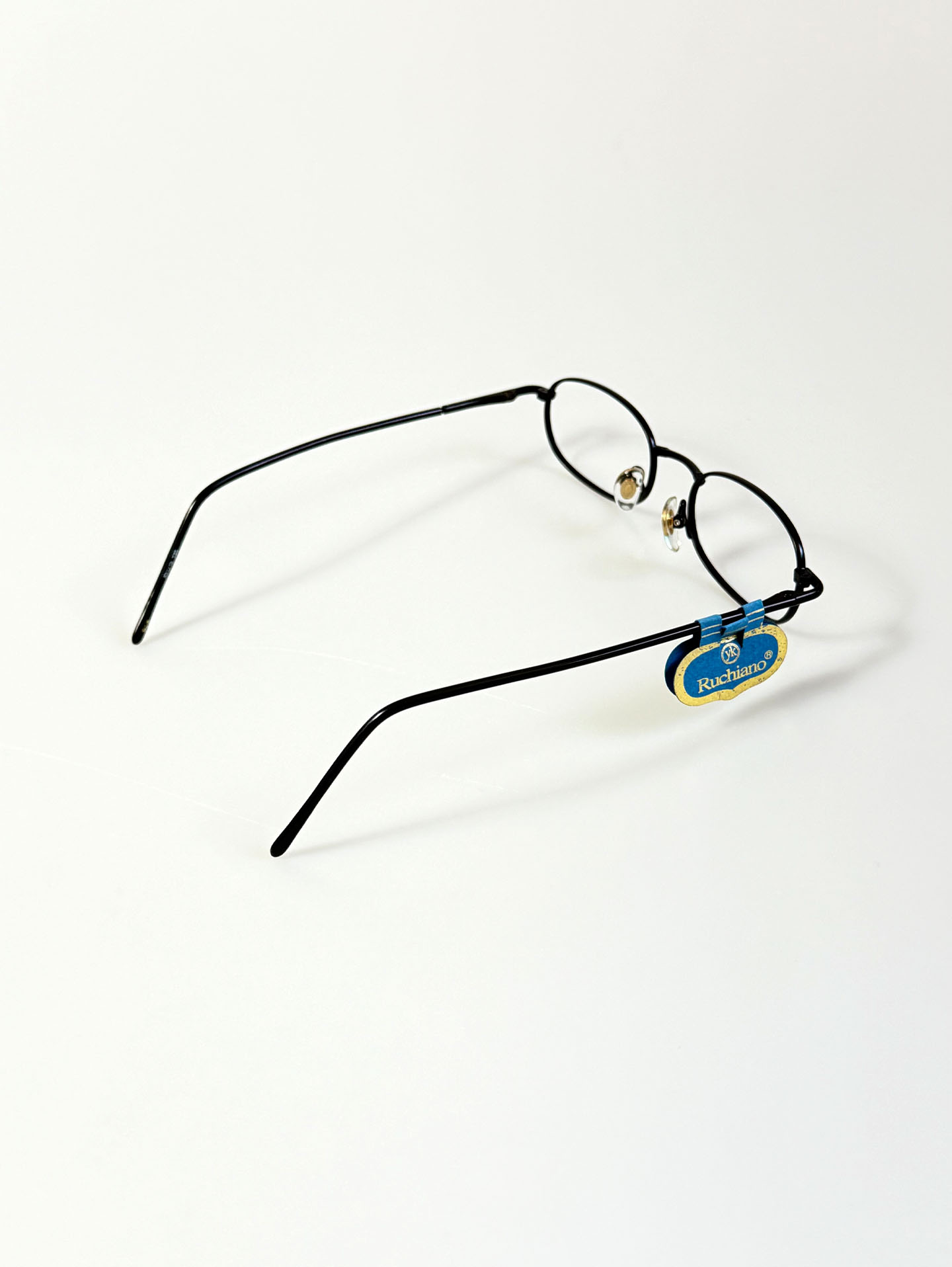 90's RUCHIANO Black Slim Oval Metal Frame Glasses