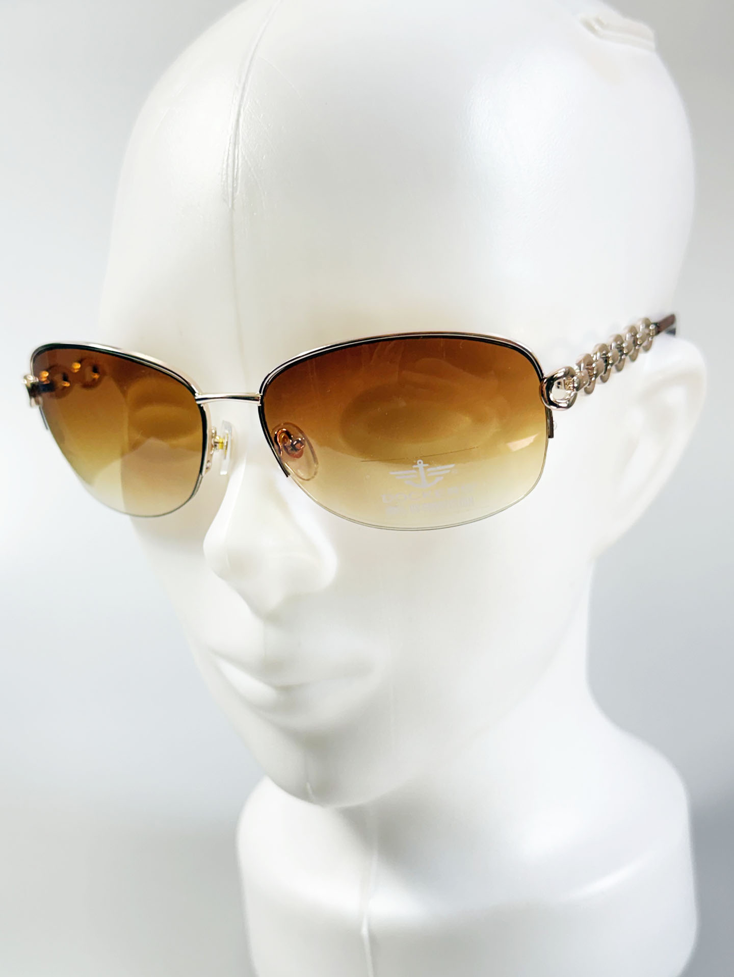 DOCKERS Gold Metal Oval Chain-Temple Tint Sunglasses