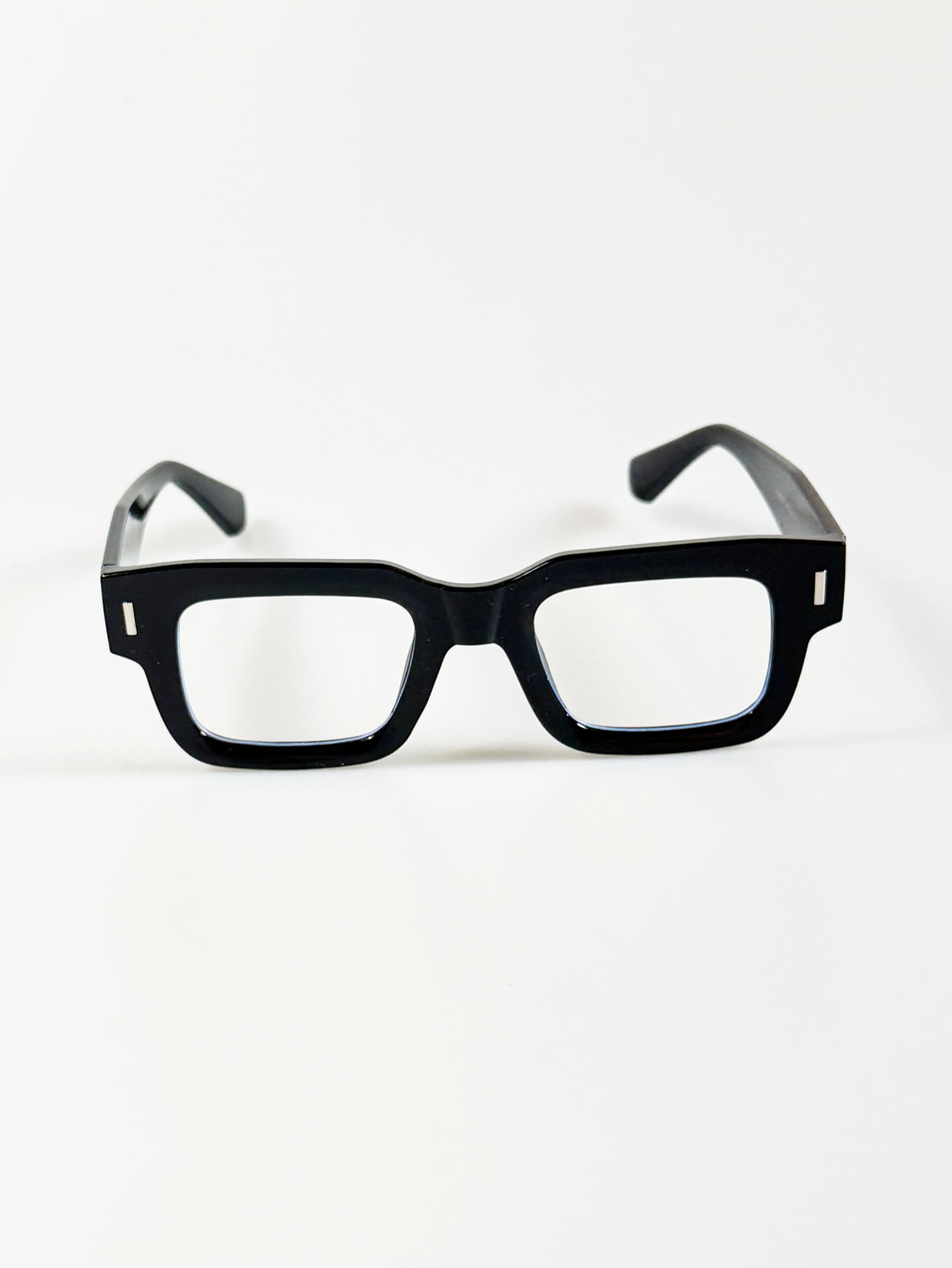 Black Bold Square Frame Clear Tint Sunglasses